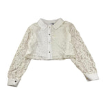 Janice Camicia Tinta Unita Traforata per Bambina JN707R BIANCO JANICE 