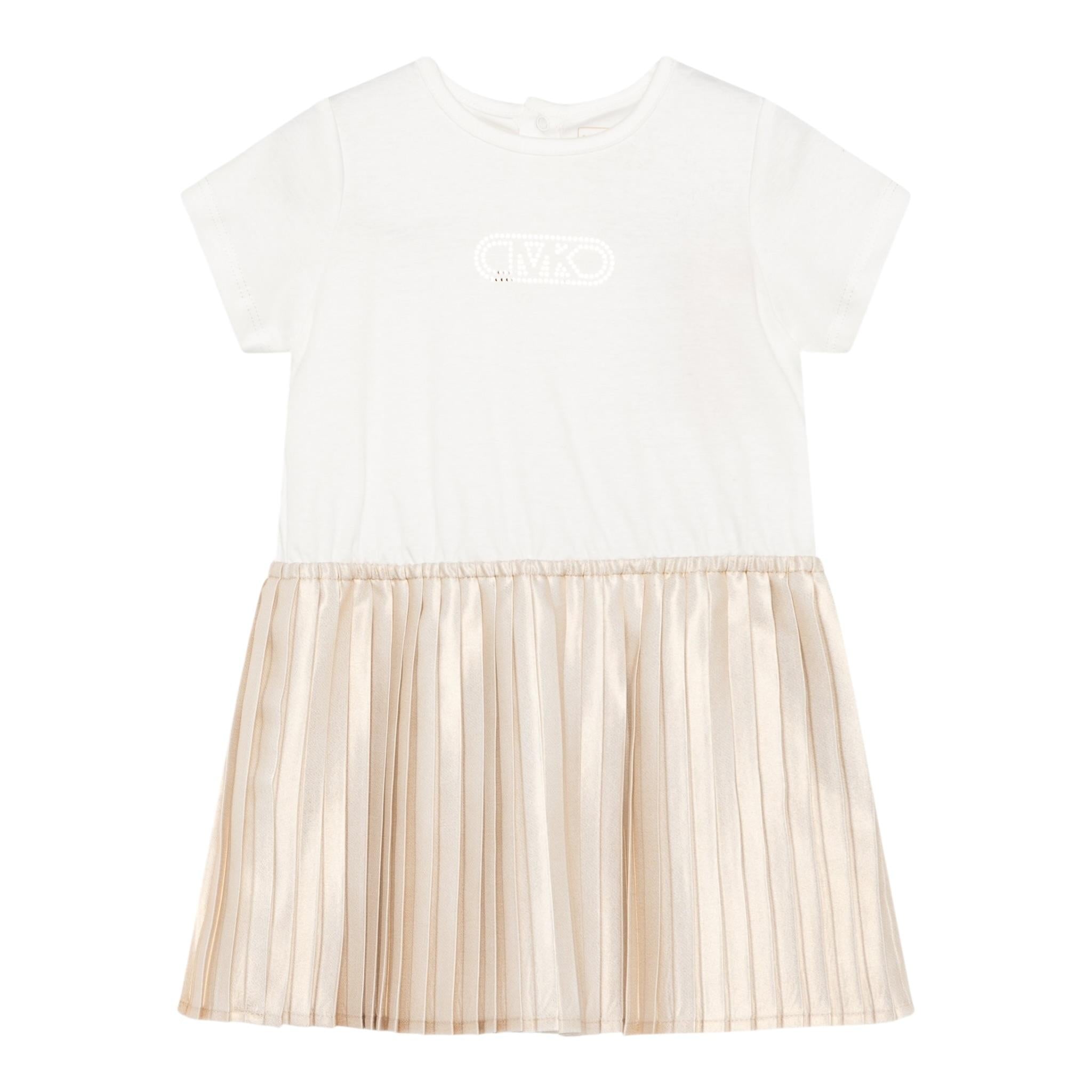 Michael Kors Abito Mezza Manica con Gonna In Contrasto per Neonata R30308X BIANCO MICHAEL KORS 