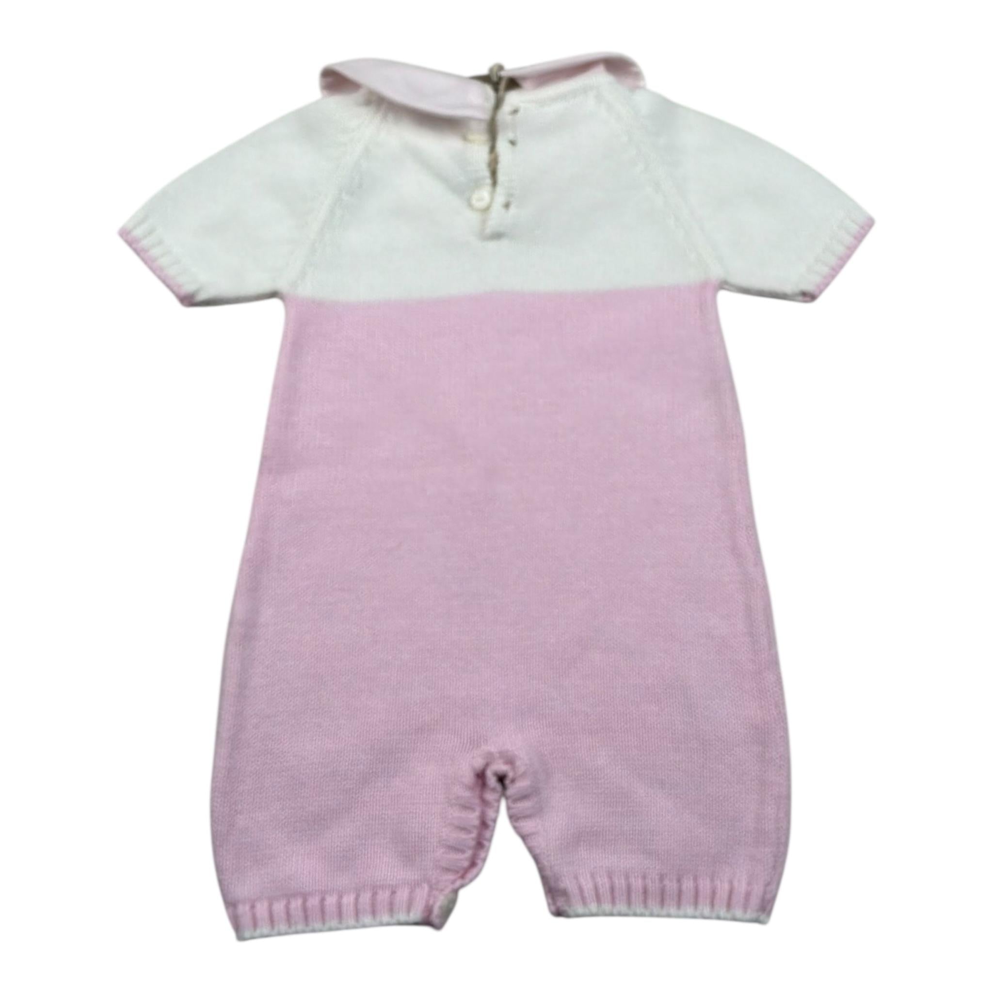 La Stupenderia Pagliaccetto Bicolore In Filo per Neonata SBTT52 BIANCO/ROSA LA STUPENDERIA 