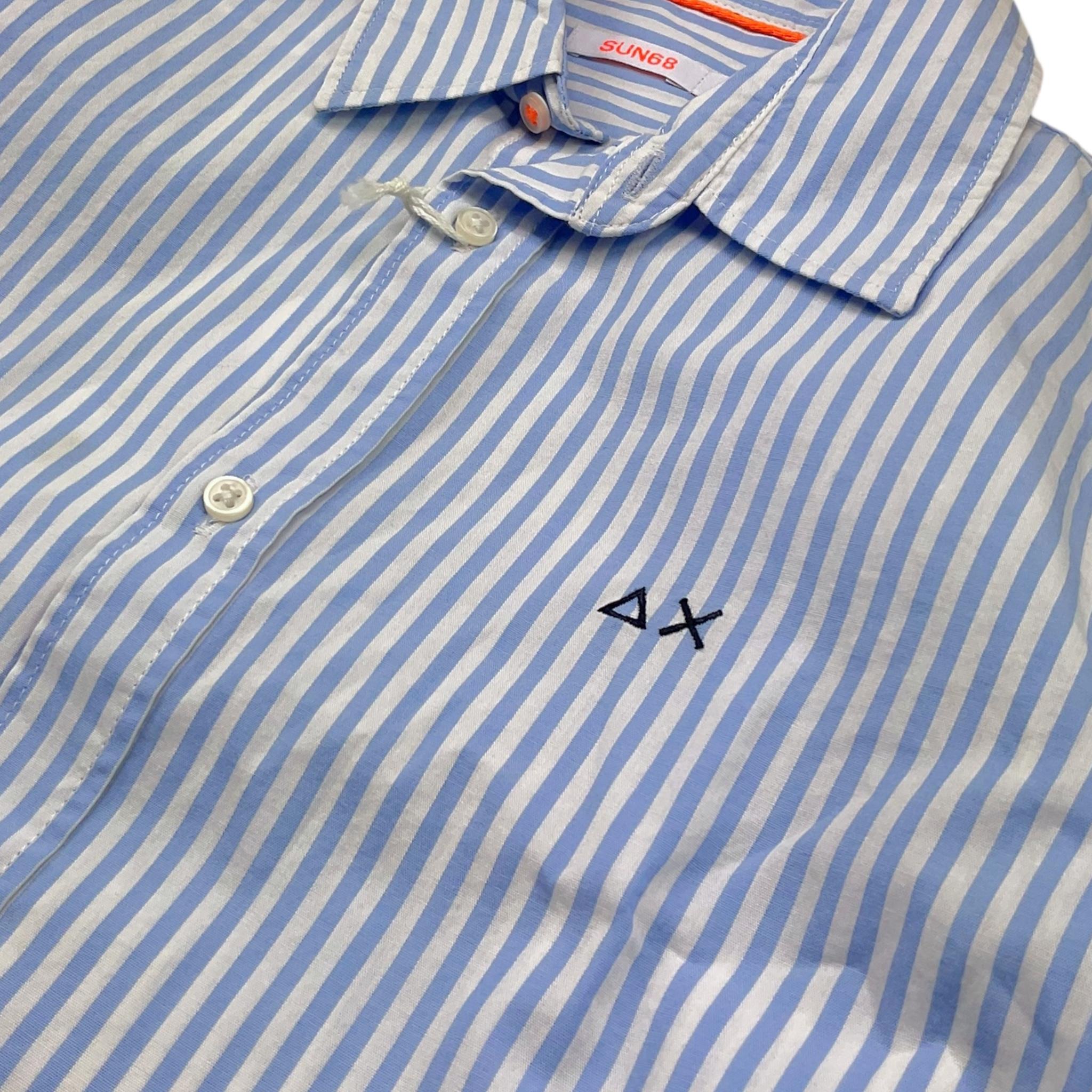 Sun68 Camicia Tinta Unita con Fantasia A Righe per Bambino CPB353033 BIANCO/AZZURRO SUN68 