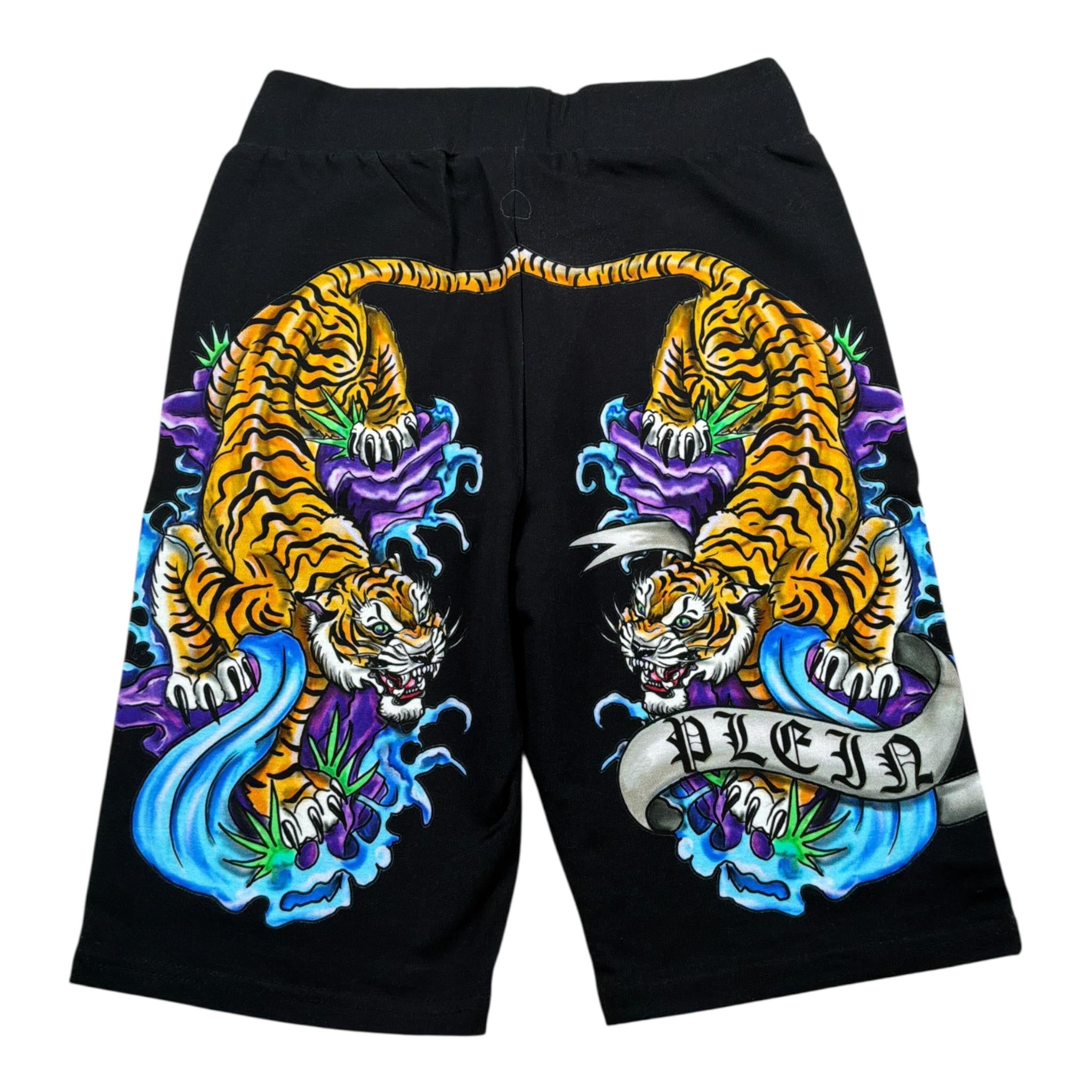 Philippe Plein Bermuda tinta unita con Stampa Nero per Bambino BJT0496 NERO PHILIPPE PLEIN 