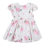 Monnalisa Abito Mezza Manica Tinta Unita con Stampe Rose per Neonata 31A909 BIANCO MONNALISA 