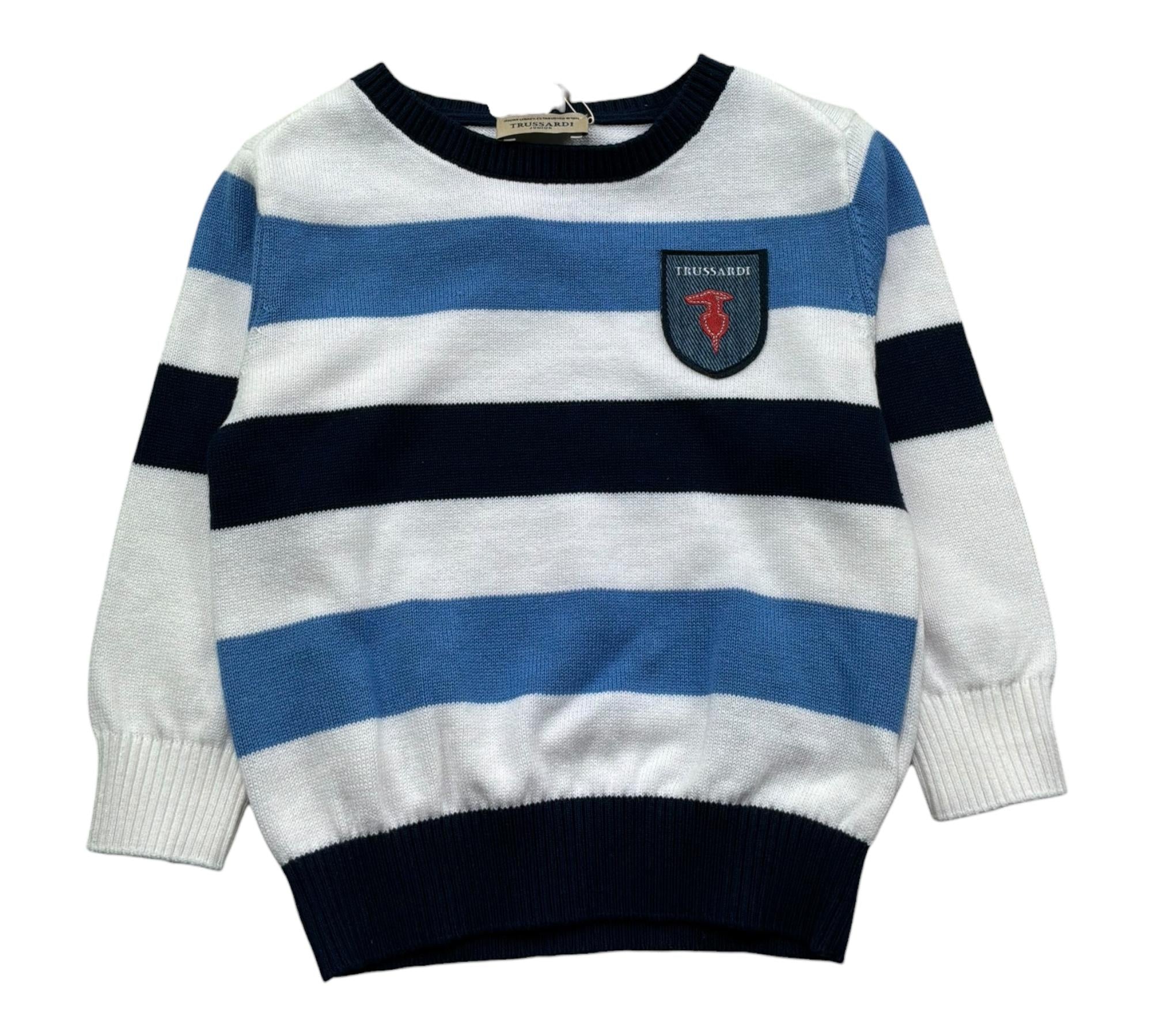 Trussardi Maglia Girocollo Fantasia A Righe per Neonato TIP26029MA BIANCO TRUSSARDI 