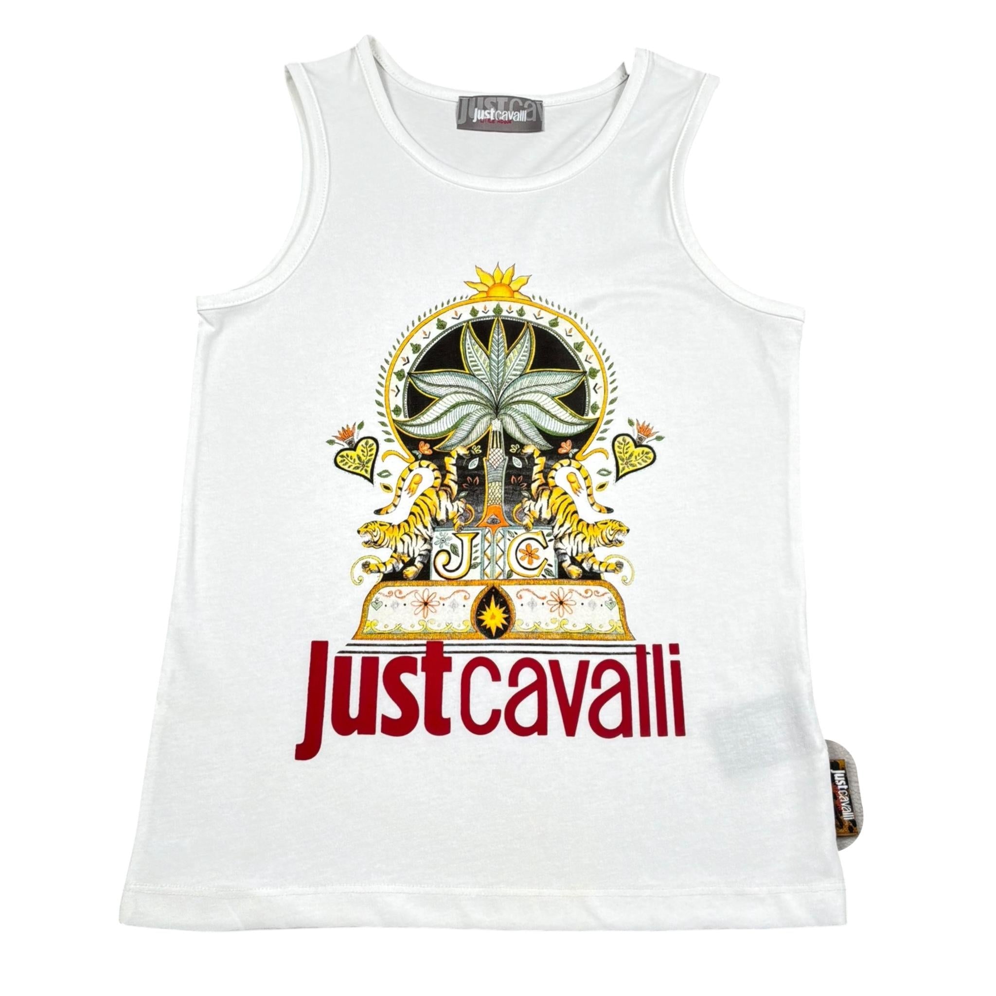 Just Cavalli Canotta Tinta Unita con Stampa per Bambina JGP26124CN BIANCO JUST CAVALLI 
