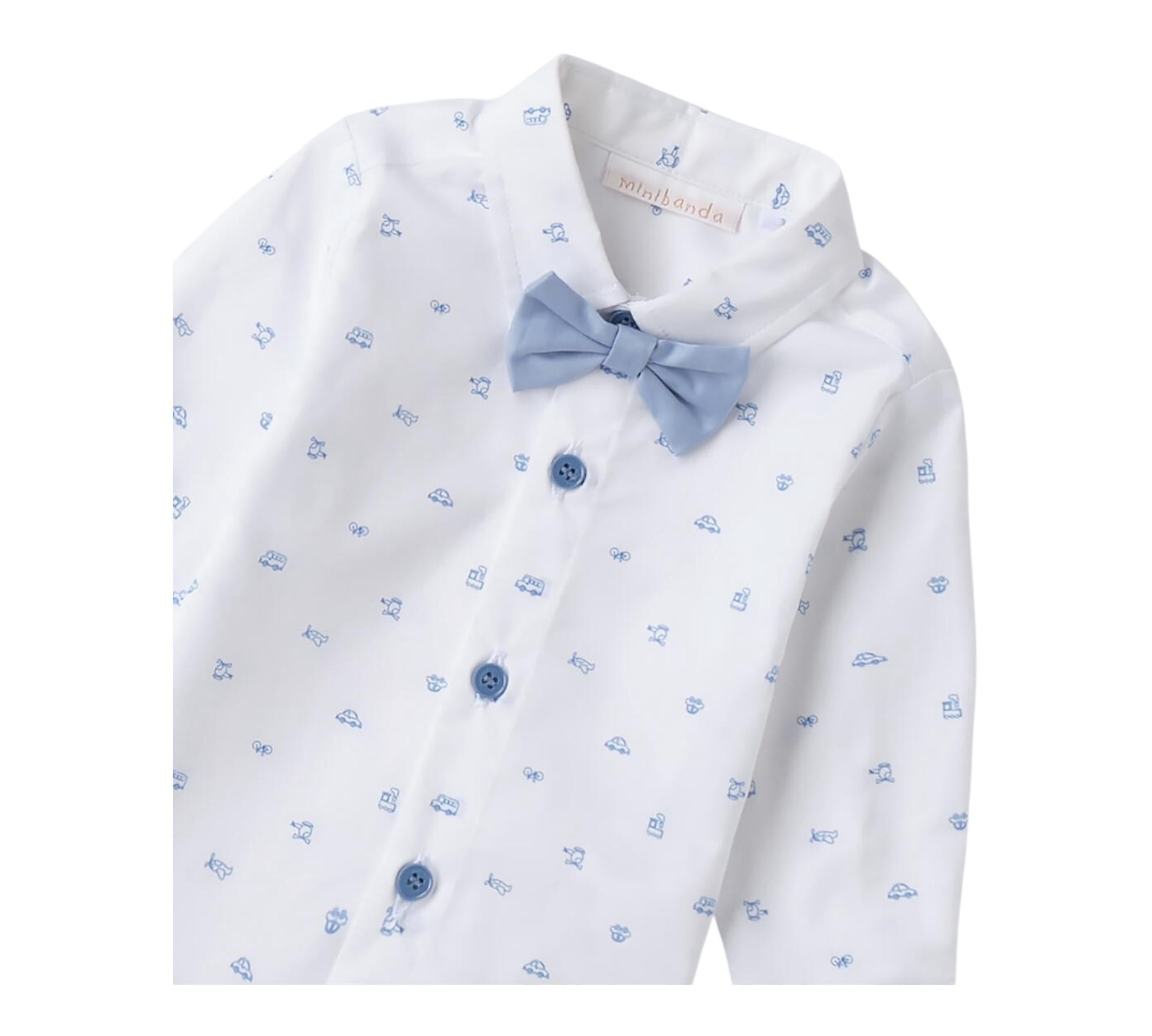 Minibanda Camicia Manica Lunga Tinta Unita con Papillon per Neonato 3B600 BIANCO MINIBANDA 