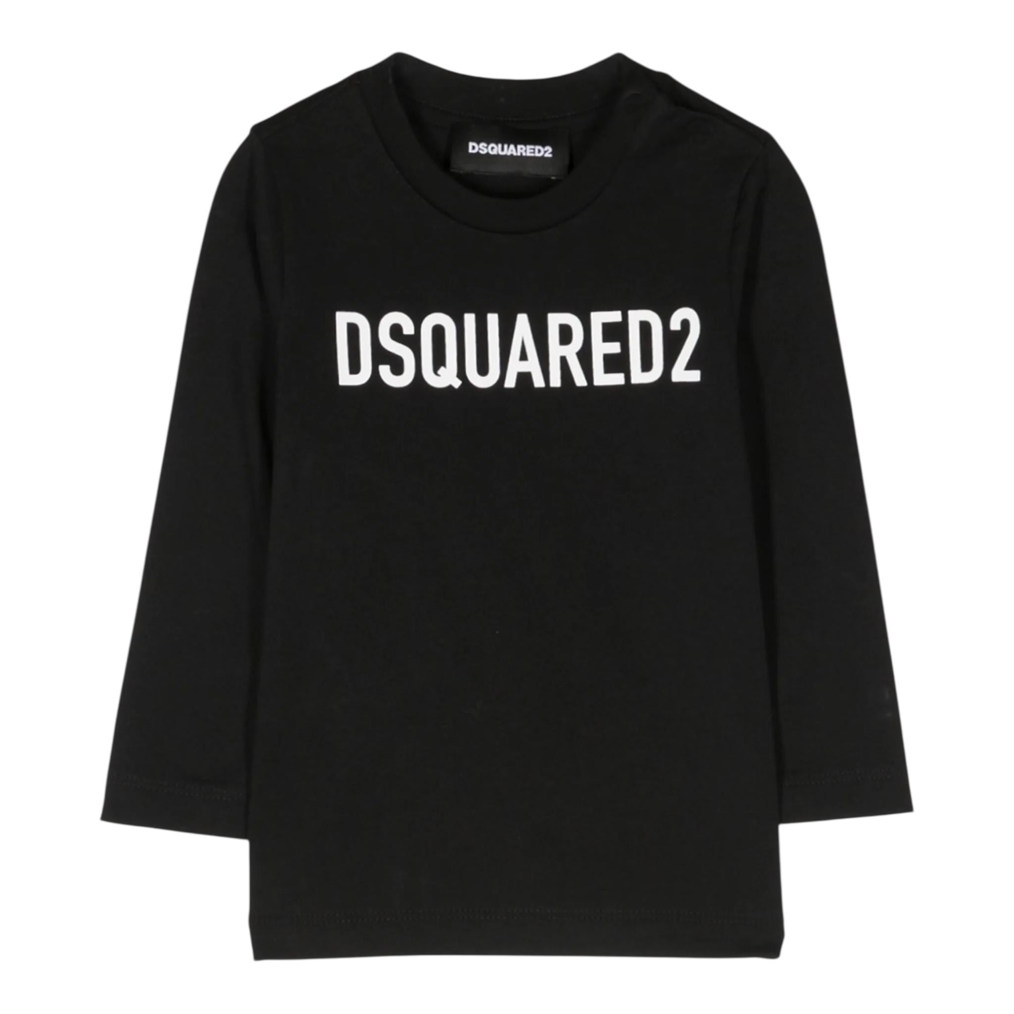 DSQUARED2 shirt girocollo tinta unita cn logo Nero per Bambino DQ1478 NERO DSQUARED2 