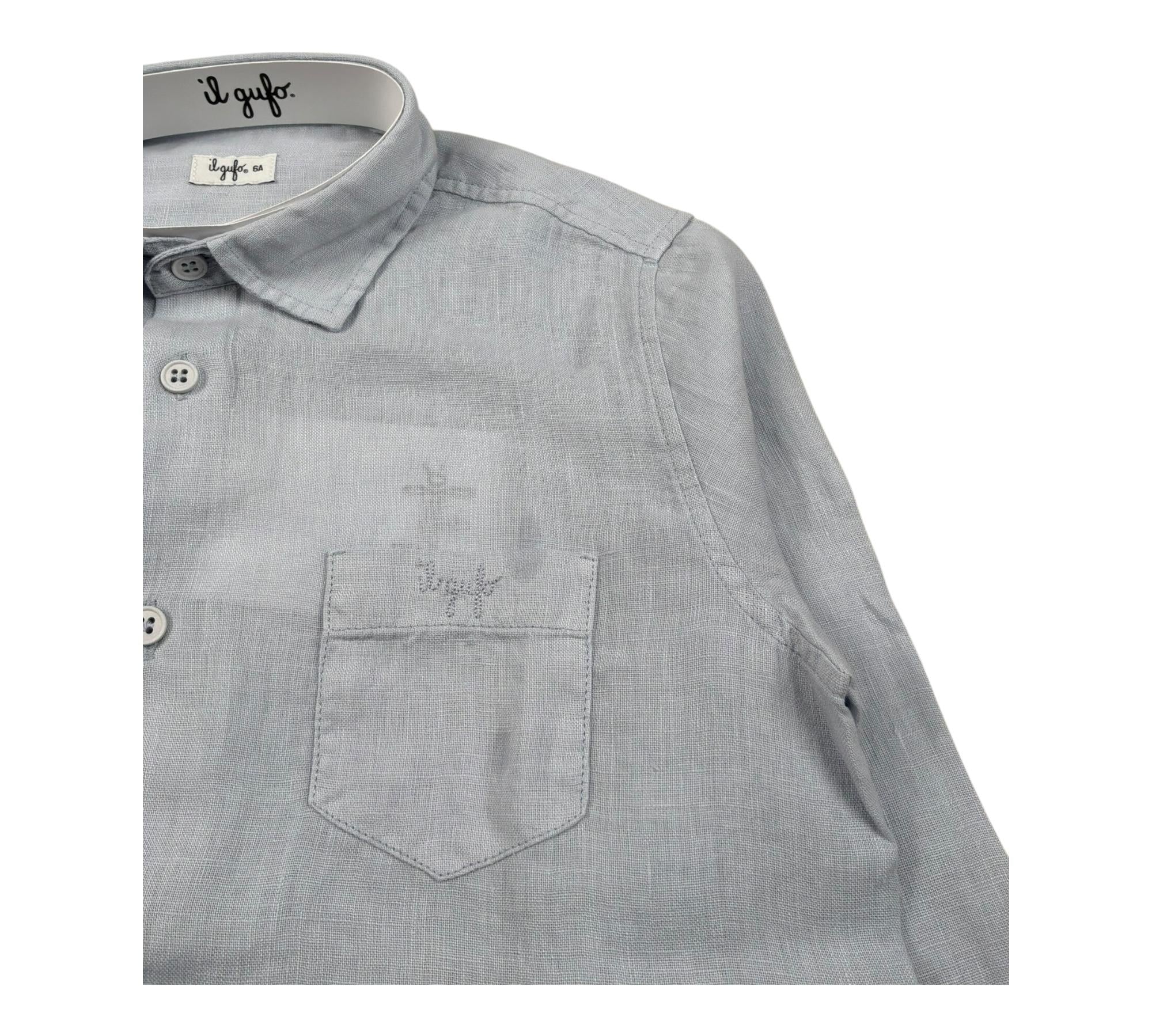 Il Gufo Camicia Manica Lunga Tnta Unita Collo Coreano per Bambino P25CL110L6006 AZZURRO IL GUFO 