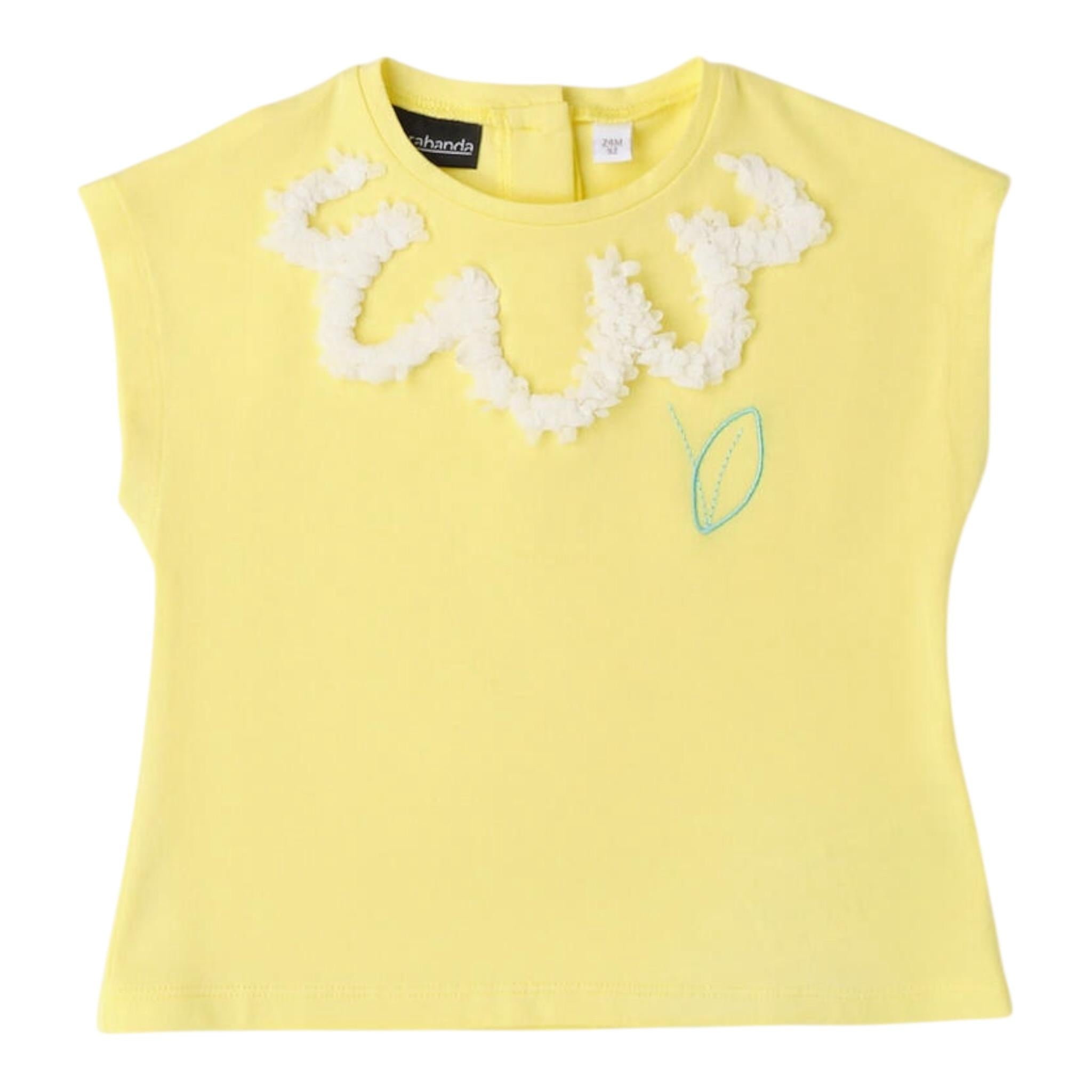 Sarabanda T-Shirt Girocollo Tinta Unita con Applicazioni per Neonata 06612 GIALLO SARABANDA 