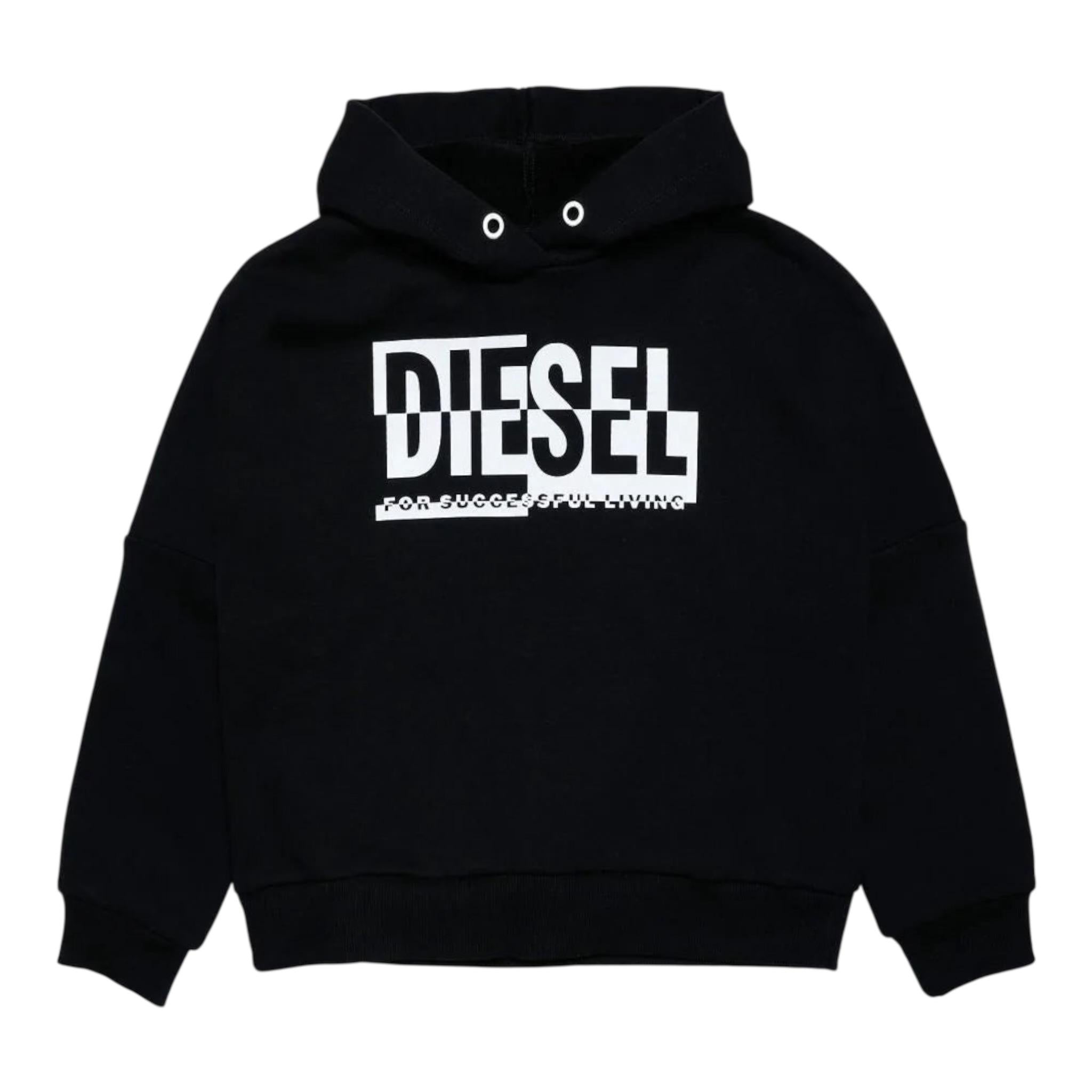 Diesel Felpa Chiusa con Cappuccio Tinta Unita per Bambina J01457 NERO DIESEL 