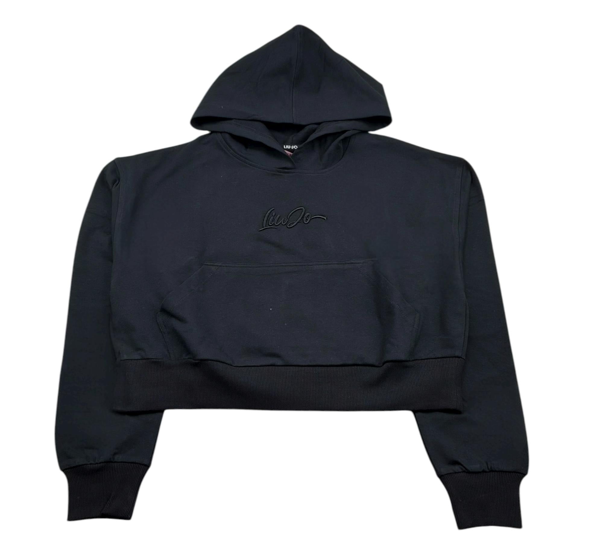 Liu Jo Felpa Chiusa Tinta Unita con Cappuccio E Logo per Bambina GA3037 NERO LIU JO 