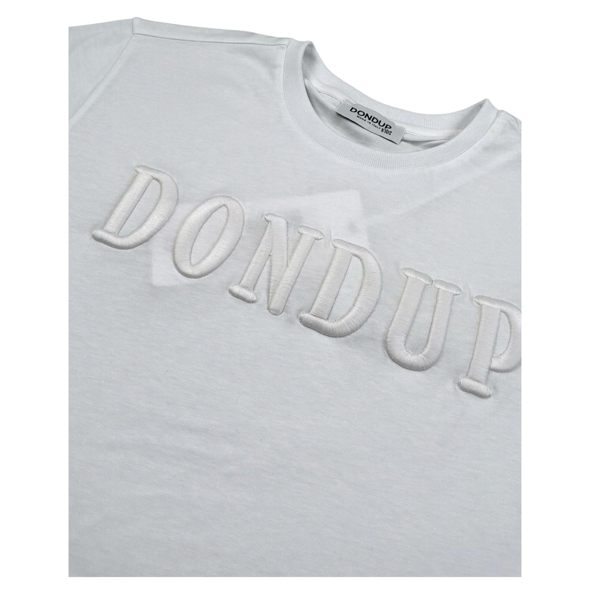 Dondup T-Shirt Girocollo Tinta Unita con Stampa per Bambina DMTS037X BIANCO DONDUP 