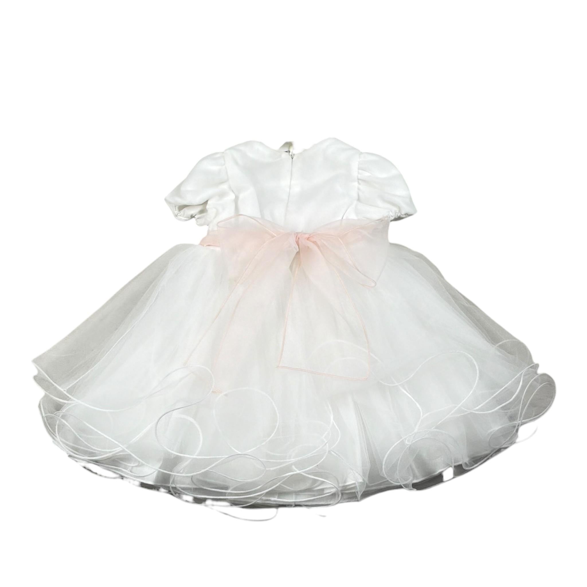 Pure Firenze Abito Cerimonia tinta unita con Tulle Bianco per Neonata PC03202 BIANCO PURE FIRENZE 