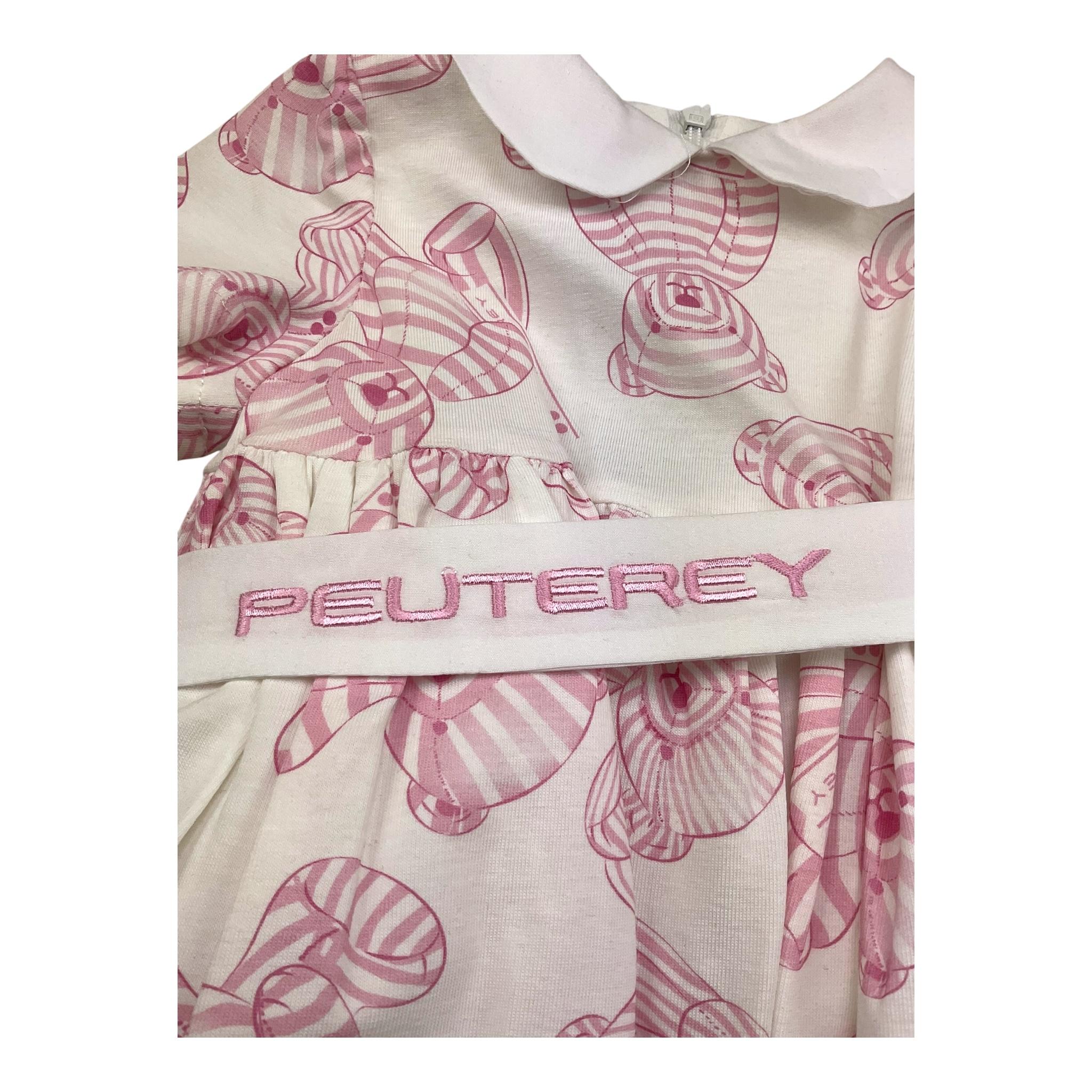 Peuterey Abito Mezza Manica Tinta Unita con Stampa Orsi per Neonata PTG1346 BIANCO PEUTEREY 