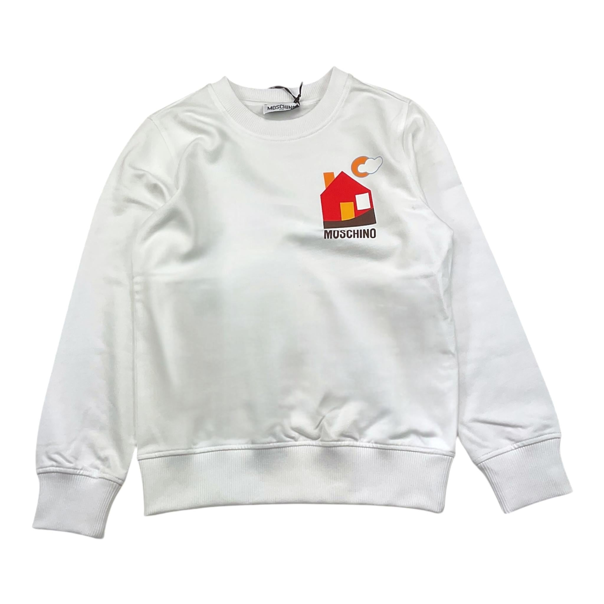 MOSCHINO felpa girocollo tinta unita con stampa Bianco per Bambino HTF08V BIANCO MOSCHINO 