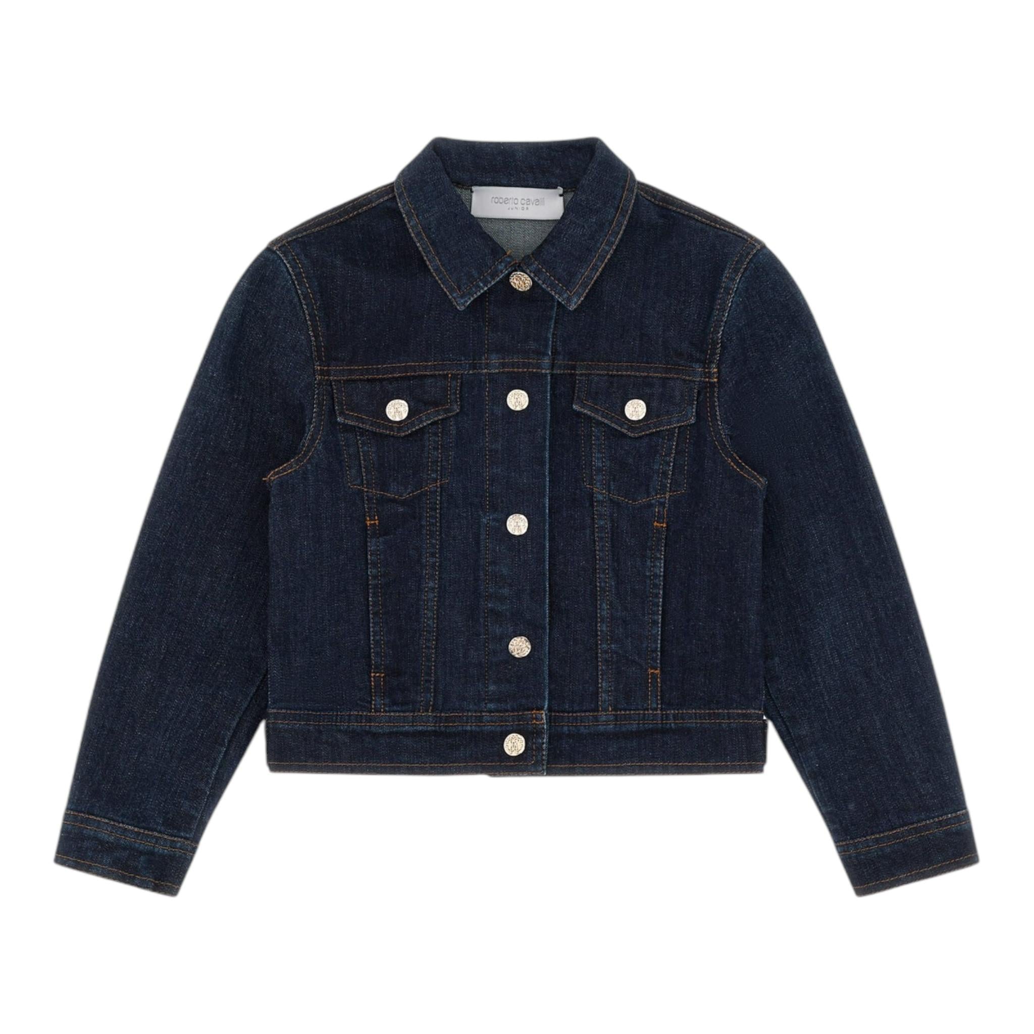 ROBERTO CAVALLI giubbino in denim tinta unita Blu per Bambina TJT42A BLU ROBERTO CAVALLI 