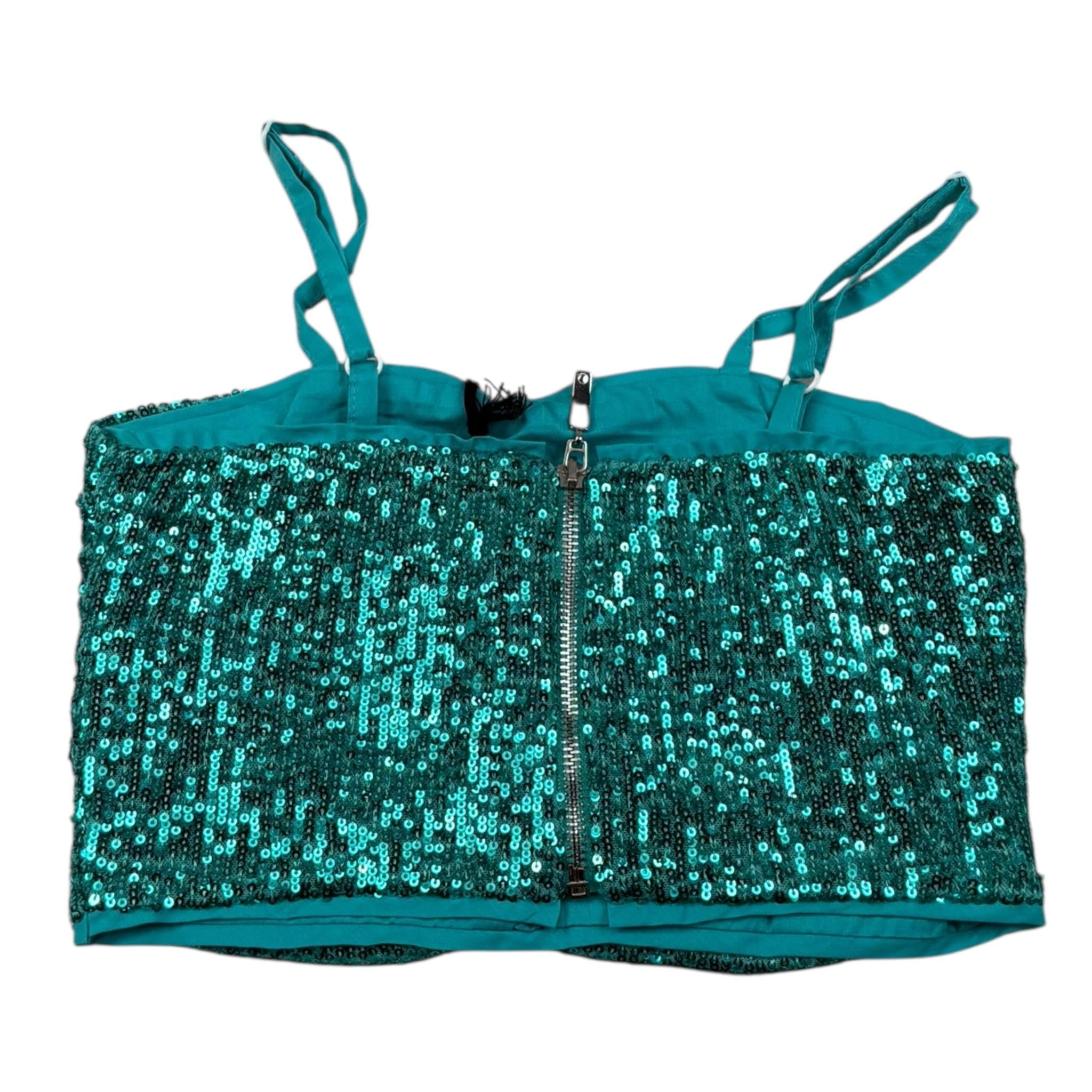 Naice Top Tinta Unita con Paillettes per Bambina 20061 VERDE ACQUA NAICE 