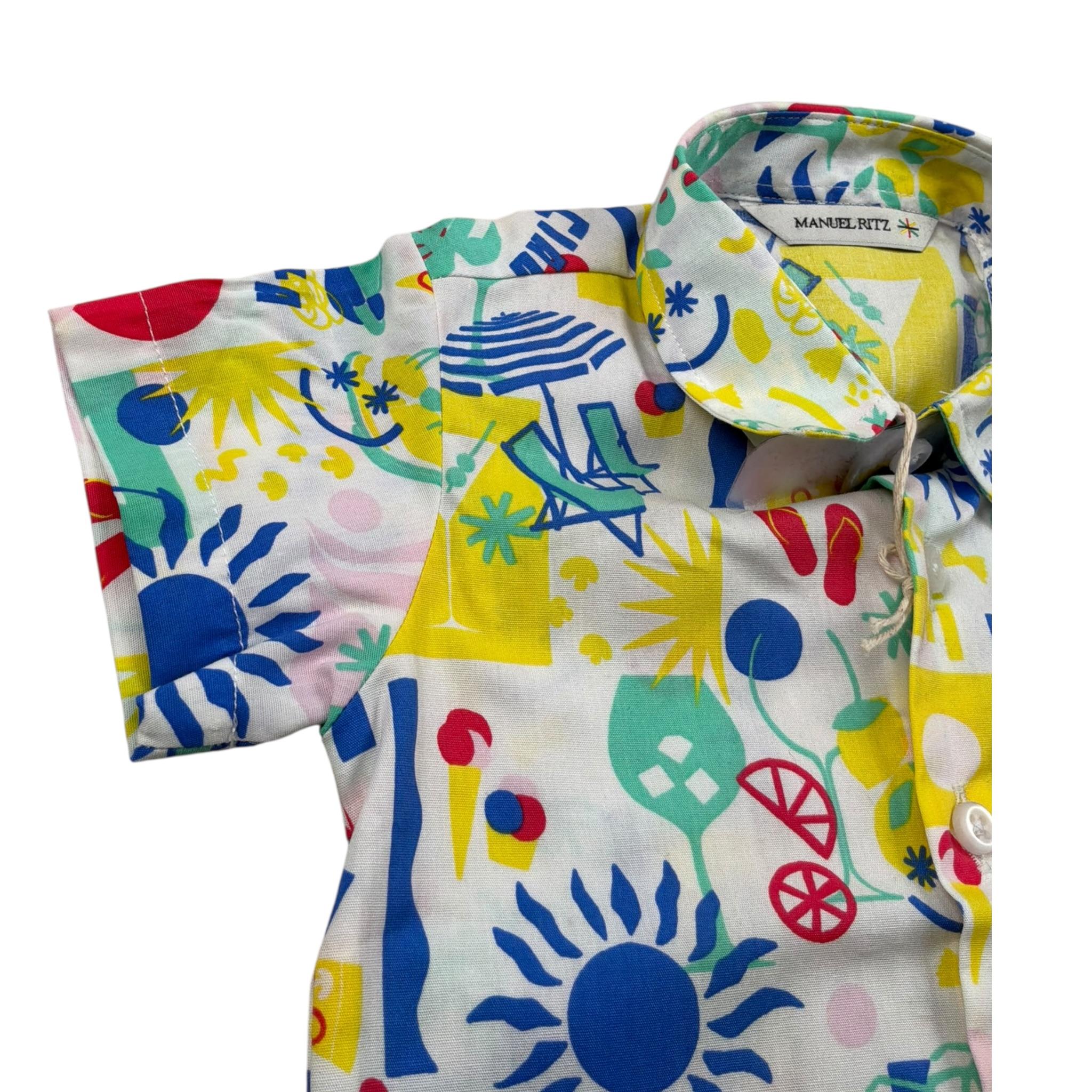 Manuel Ritz Camicia Mezza Manica Stampa Fantasia per Neonato MR2587 BIANCO MANUEL RITZ 