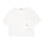 Liu Jo T-Shirt Girocollo Tinta Unita con Taschino Modello Crop per Bambina GA5016XX BIANCO LIU JO 