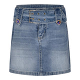 Marc Ellis Gonna In Denim Tinta Unita per Bambina JMJSK01259 BLU MARC ELLIS 