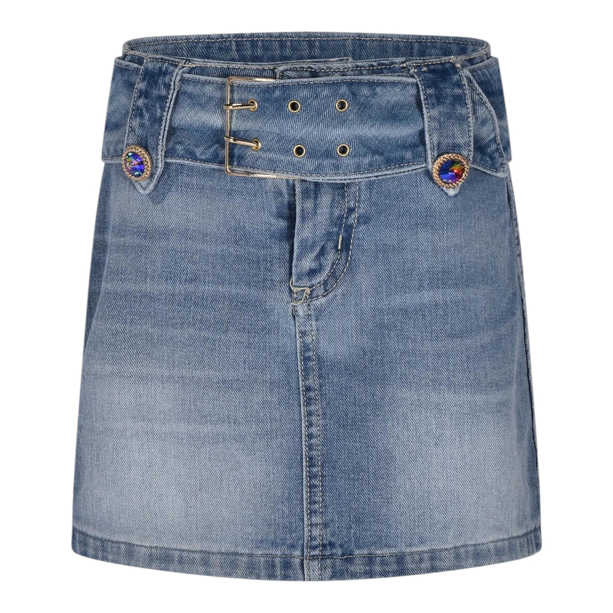 Marc Ellis Gonna In Denim Tinta Unita per Bambina JMJSK01259 BLU MARC ELLIS 