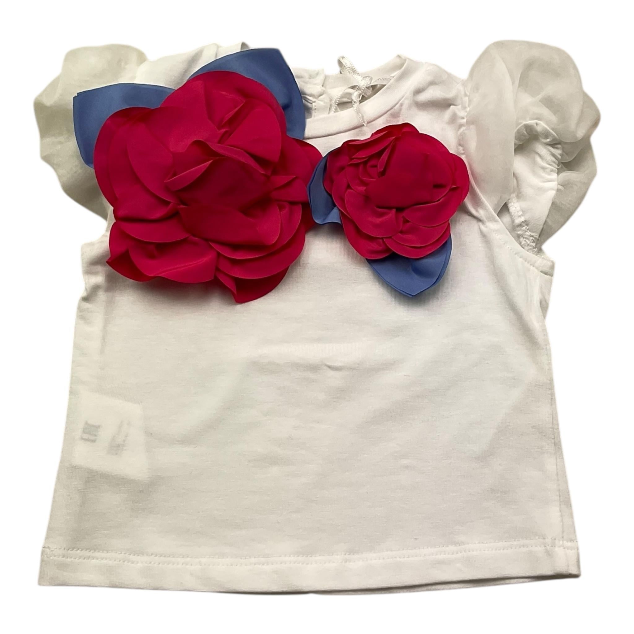 Miss Grant T-Shirt Girocollo Tinta Unita con Applicazioni per Neonata MG1332 BIANCO MISS GRANT 