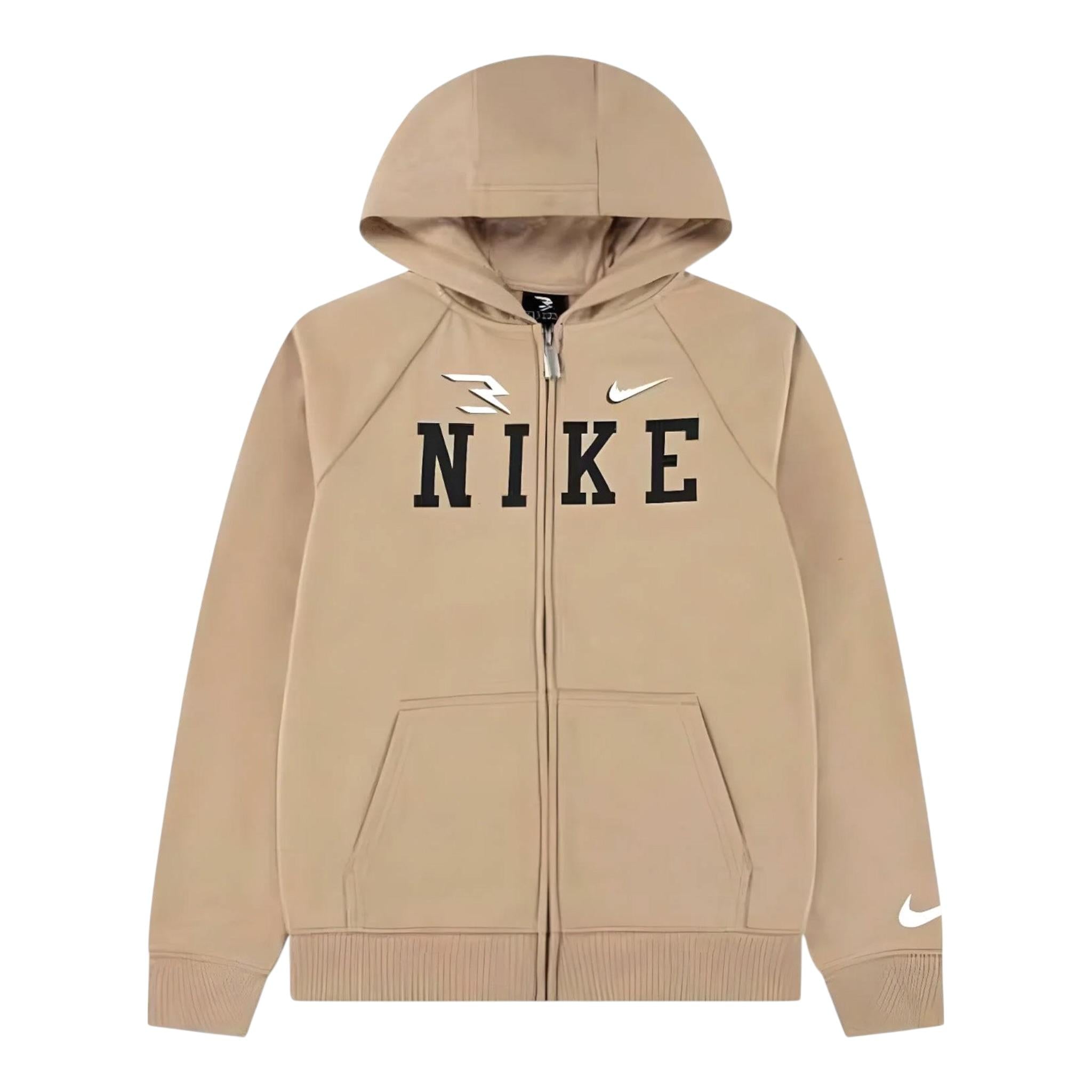 Nike Felpa tinta unita con Zip E Cappuccio Cammello per Bambino 9Q1097 CAMMELLO NIKE 