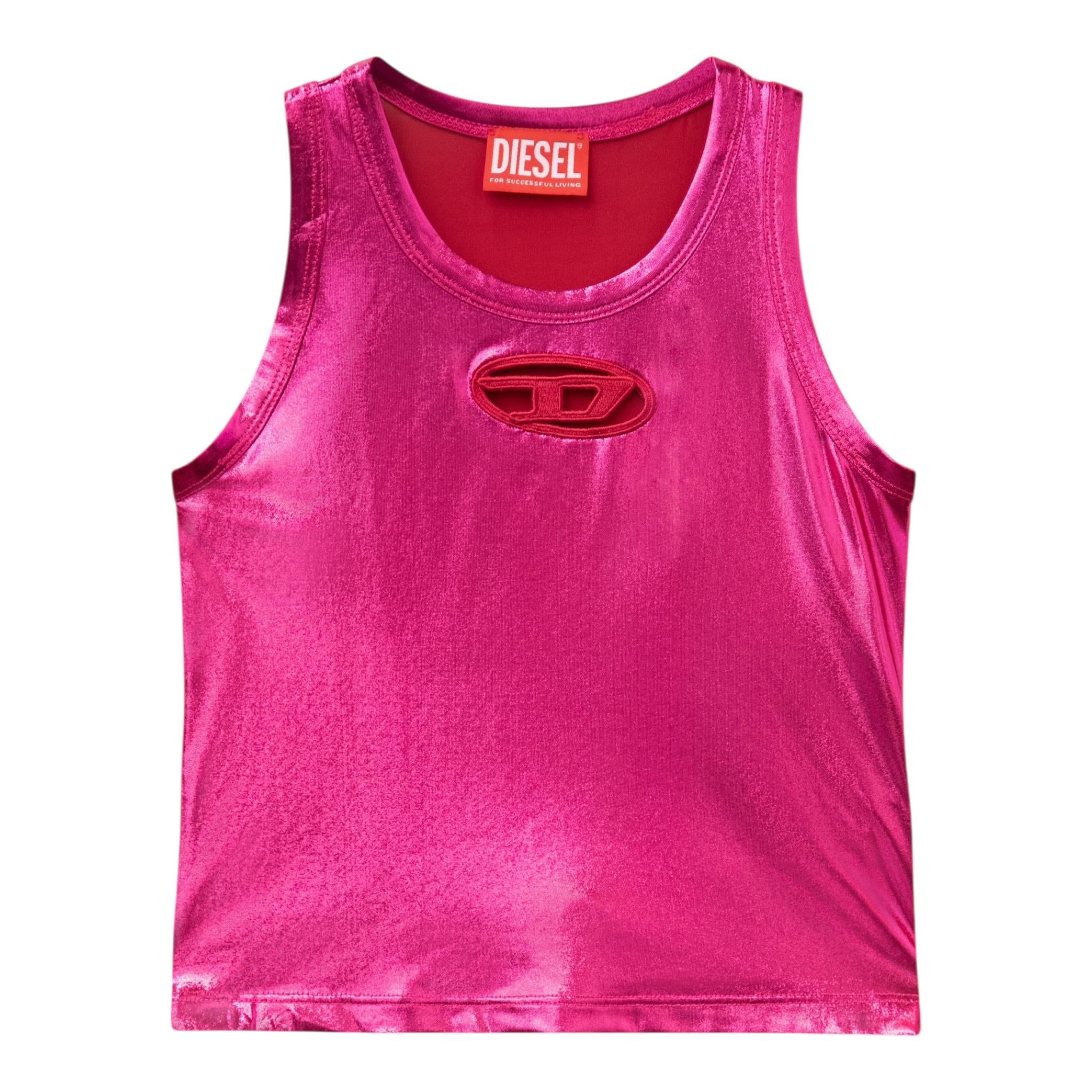 Diesel Canotta Tinta Unita con Logo per Bambina J02178X MAGENTA DIESEL 