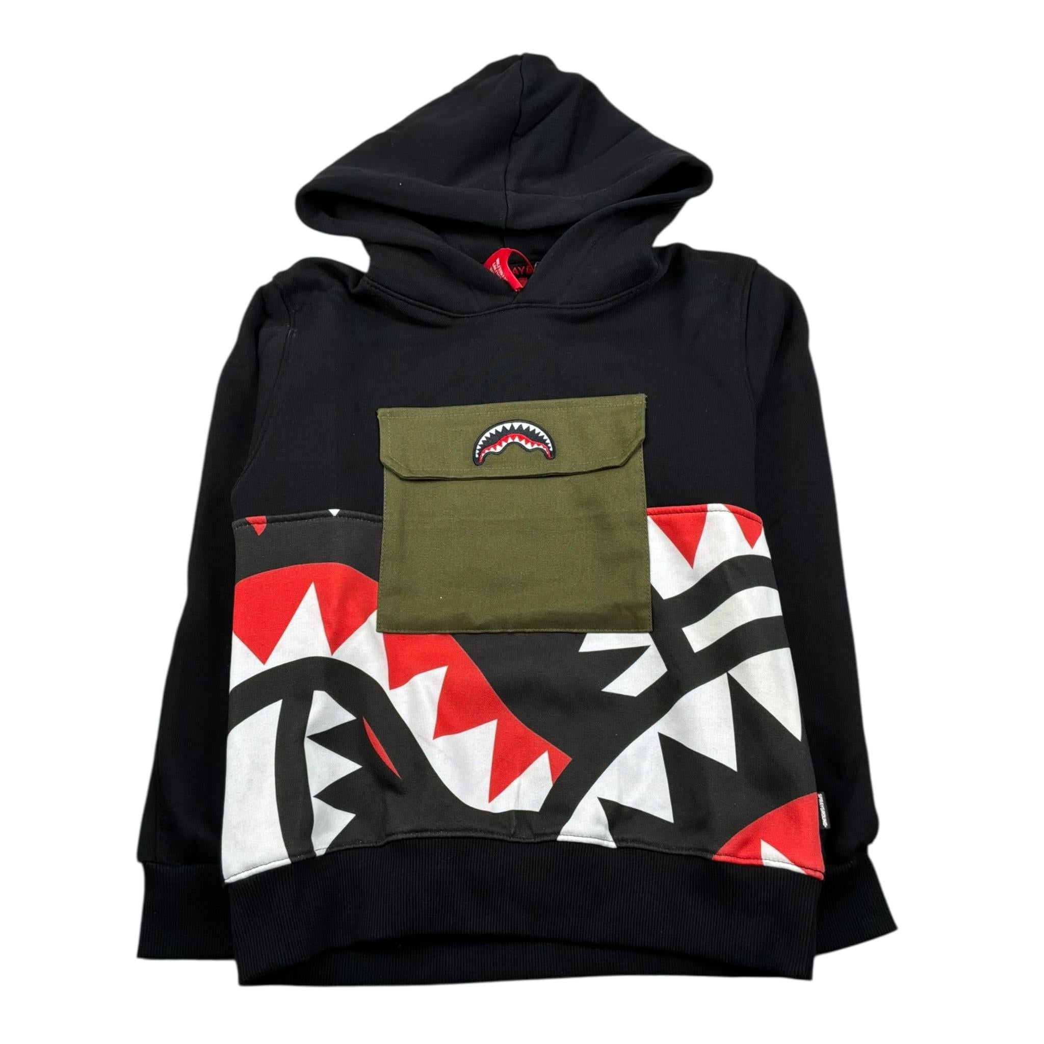 Sprayground Felpa Chiusa con Cappuccio Tinta Unita con Stampa per Bambino SPY1201 NERO SPRAYGROUND 