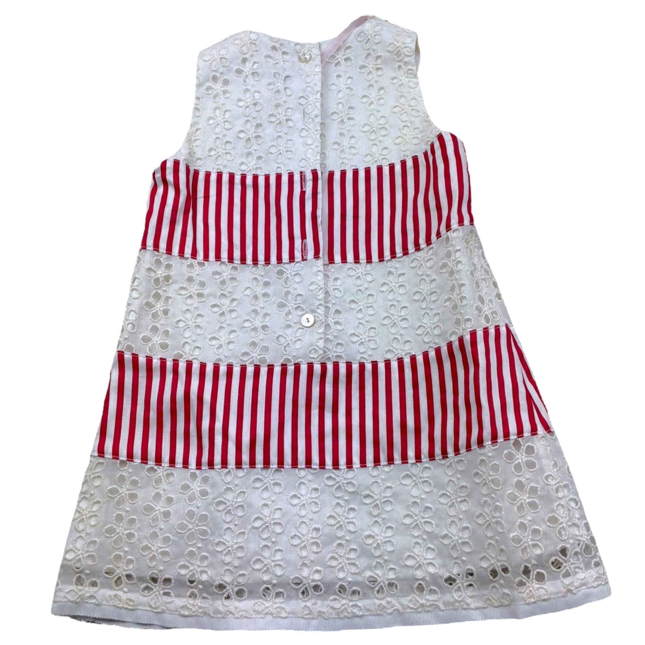 Monnalisa Abito Bicolore con Fantasia A Righe per Neonata 311901 BIANCO/ROSSO MONNALISA 