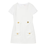Elisabetta Franchi Abito Giromanica Tinta Unita con Bottoni In Contrasto per Bambina EFAB584 BIANCO ELISABETTA FRANCHI 