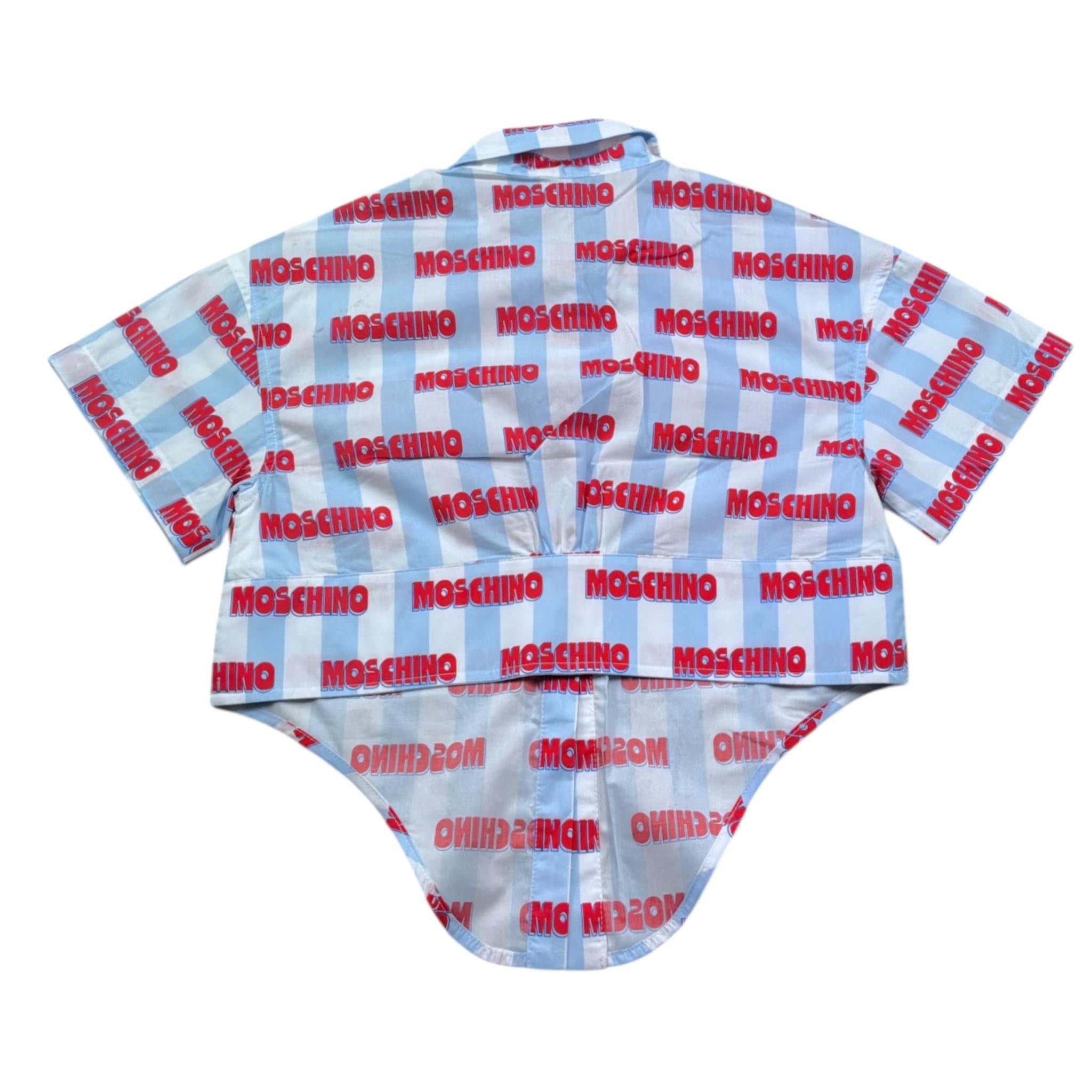 Moschino Camicia Mezza Manica Tricolore con Fantasia A Righe per Bambina HAC021 BIANCO MOSCHINO 