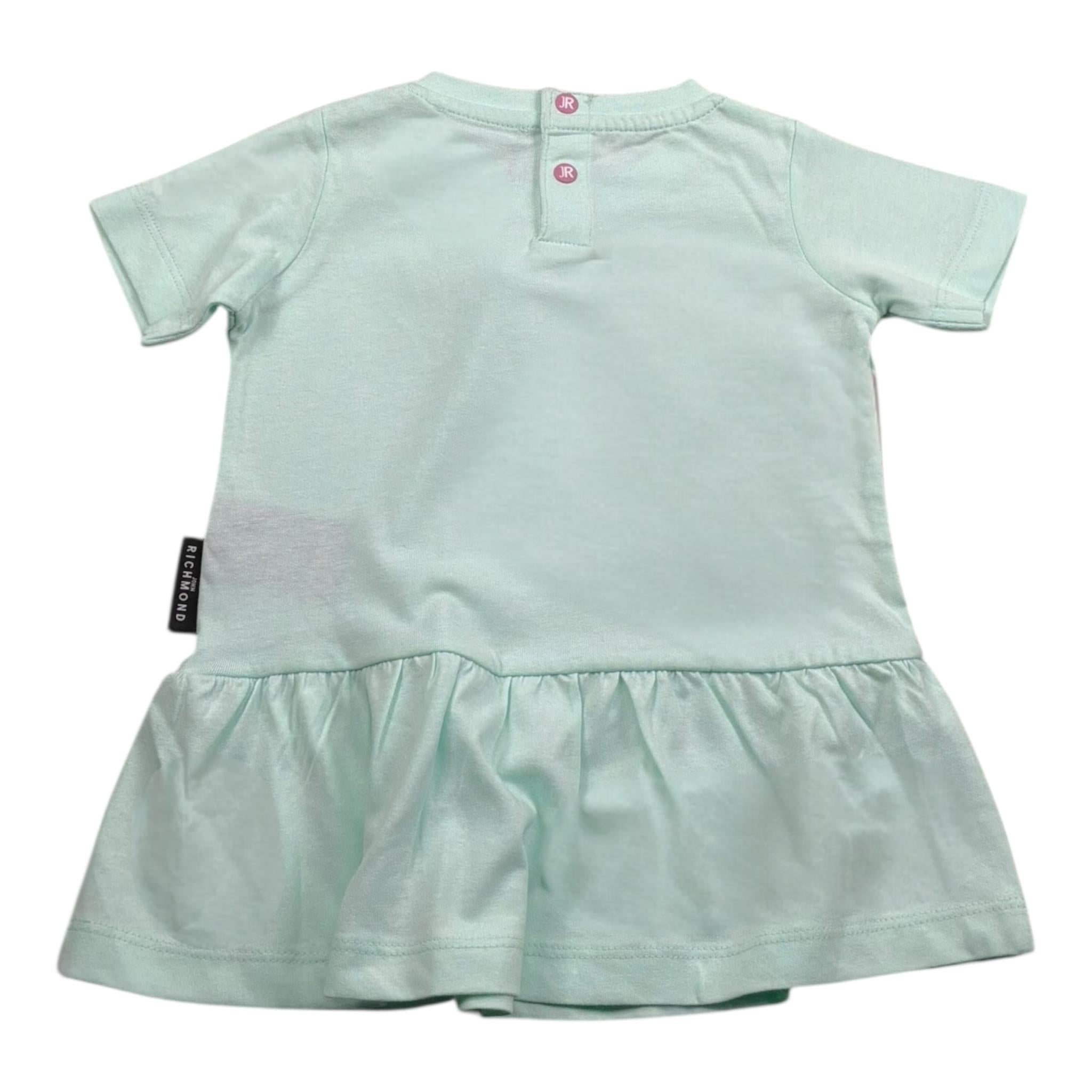 John Richmond Abito Tinta Unita con Stampa per Neonata RIP25005VE VERDE ACQUA JOHN RICHMOND 