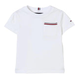 Tommy Hilfiger T-Shirt Girocollo Tinta Unita con Logo per Bambino KB0KB08817 BIANCO TOMMY HILFIGER 