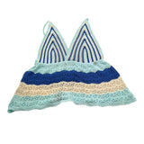 Please Top In Filo Tricolore con Bretelle per Bambina NB17230G72 AZZURRO PLEASE 