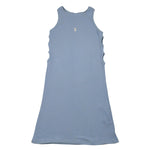 Please Abito Tinta Unita con Stampa A Costine per Bambina AB86072G72 AZZURRO PLEASE 