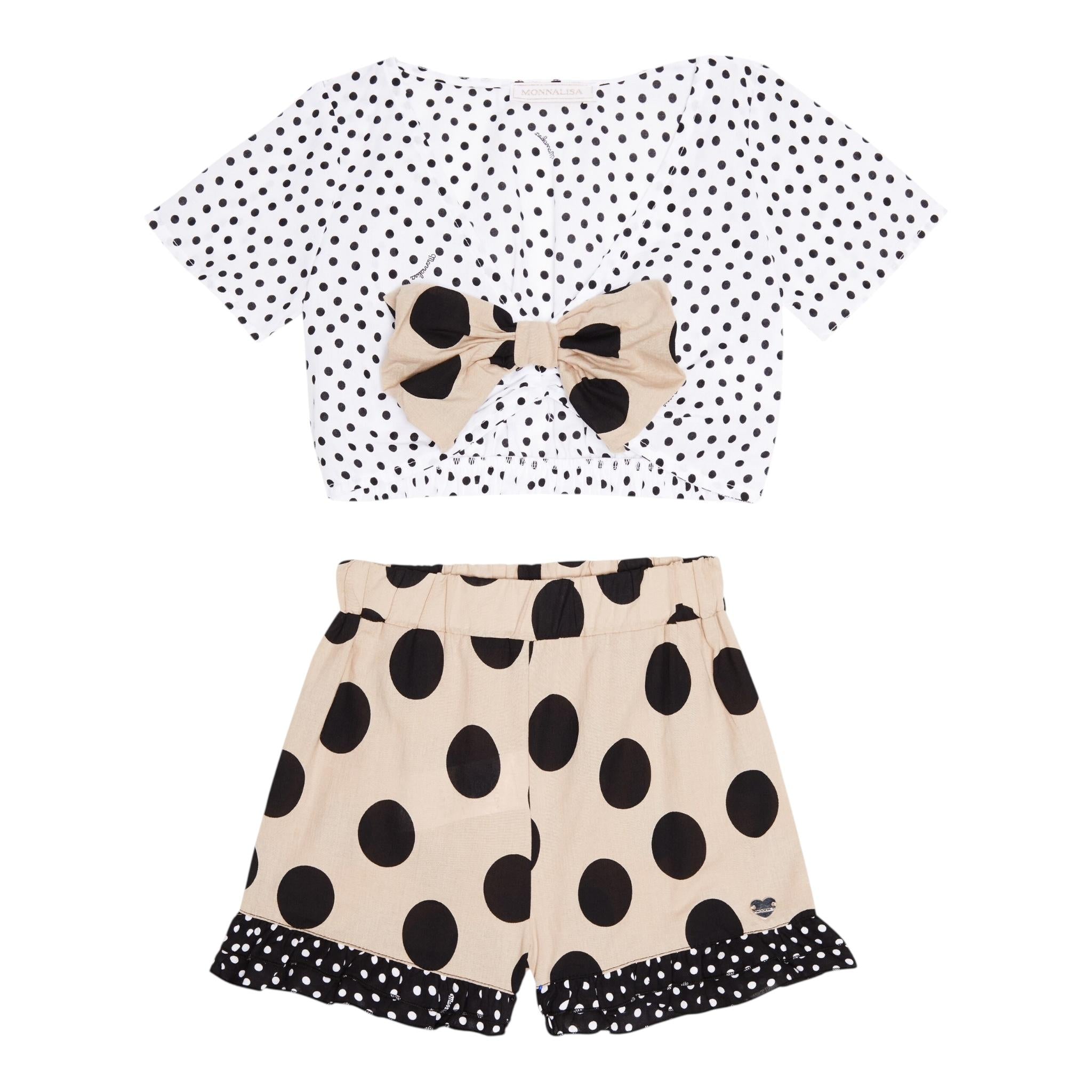 Monnalisa Completo 2 Pezzi Top-Short per Bambina 19A067 BIANCO/BEIGE MONNALISA 
