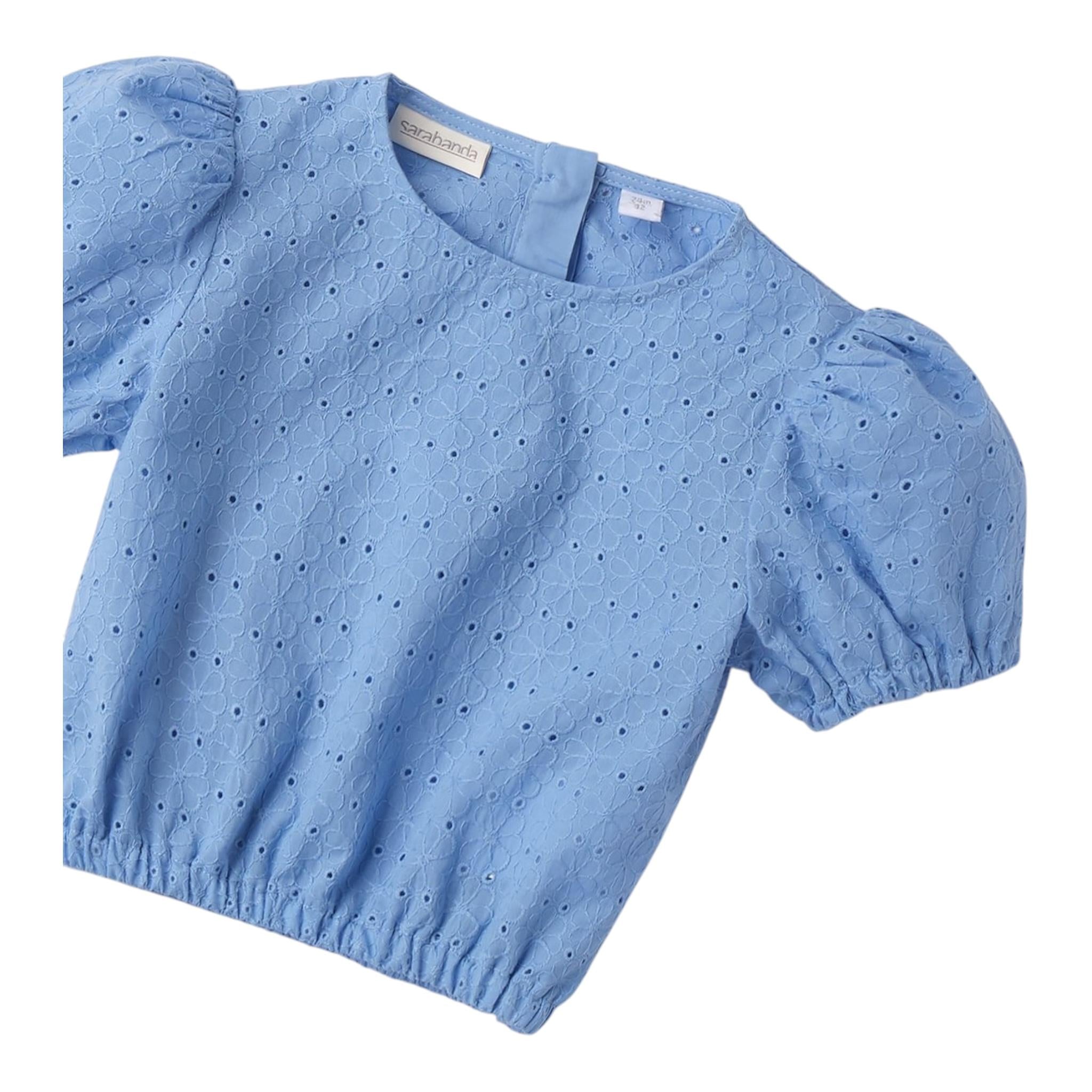 Sarabanda Top Tinta Unita Traforato per Neonata 0B357N AZZURRO SARABANDA 