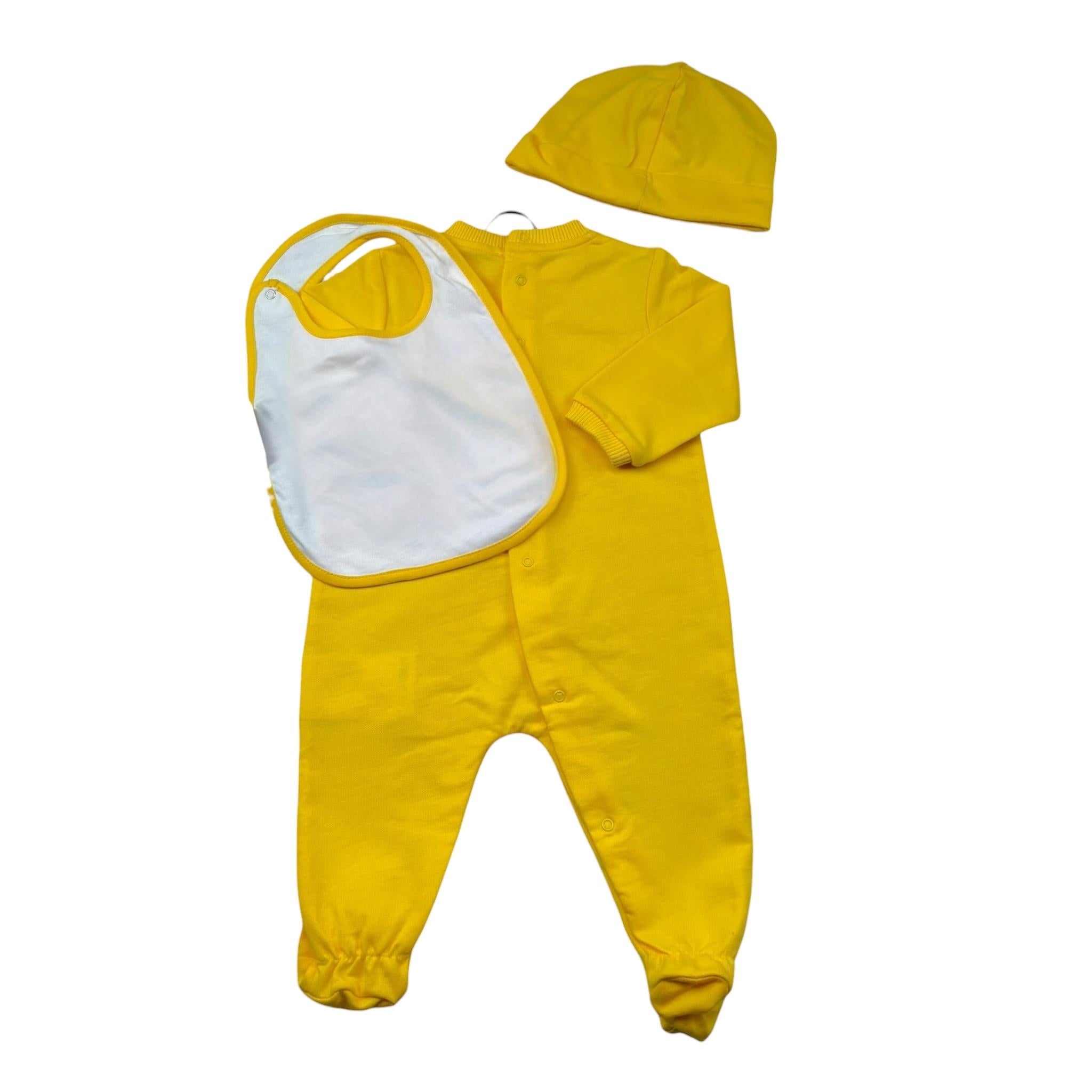 Moschino Set Tutina-Bavetta-Cappello per Neonato MOY03I GIALLO MOSCHINO 