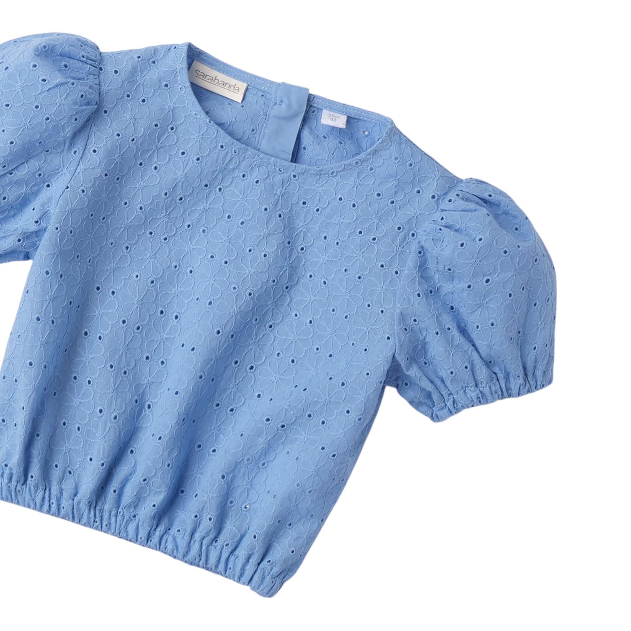 Sarabanda Top Tinta Unita Traforato per Bambina 0B357X AZZURRO SARABANDA 