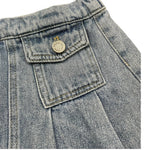 Manila Grace Gonna In Denim Tinta Unita con Elastico In Vita per Bambina 373GMBS25 AZZURRO MANILA GRACE 