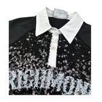 John Richmond Abito Mezza Manica Tinta Unita Paillettato per Bambina RGP26046VE NERO JOHN RICHMOND 