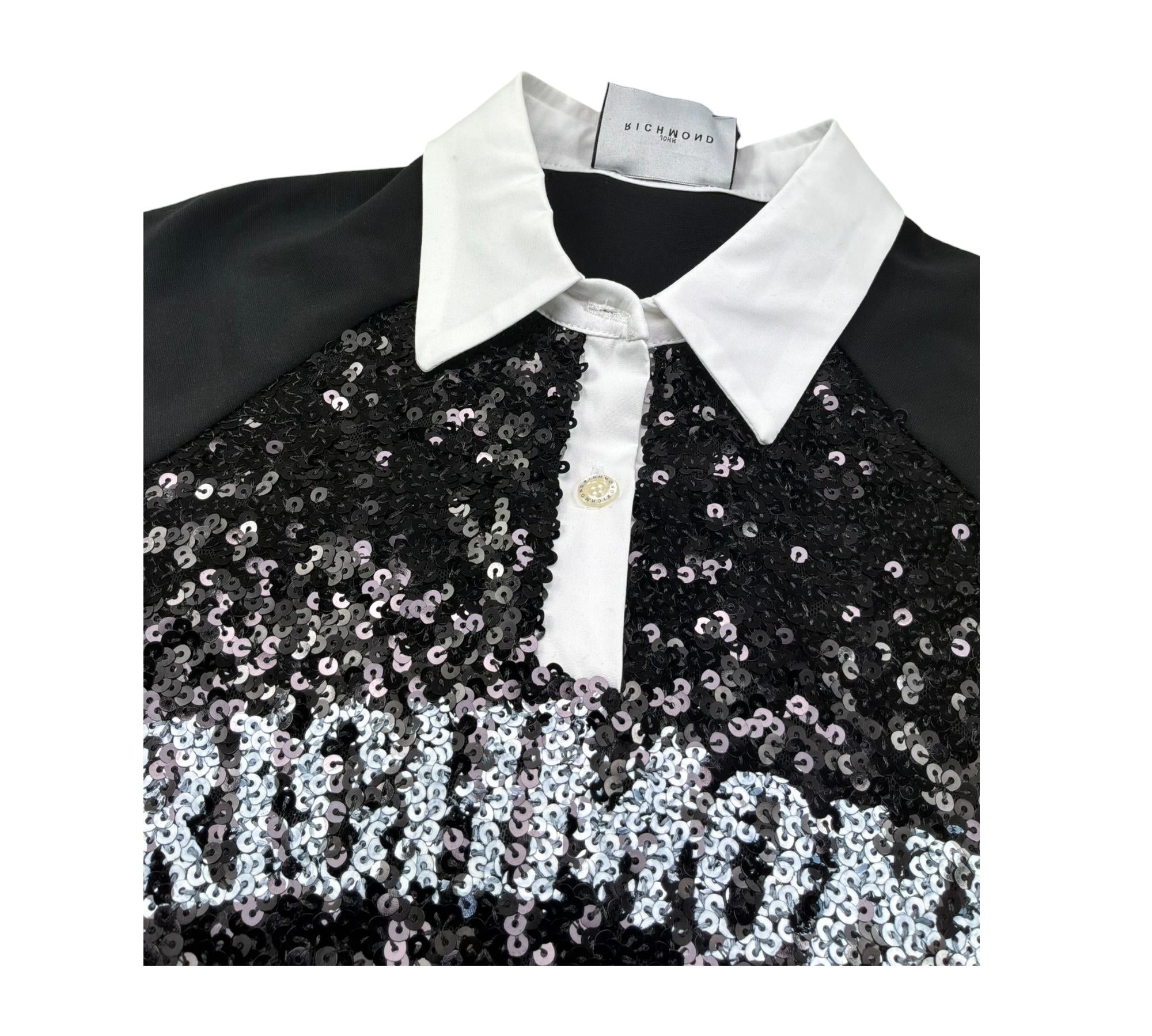 John Richmond Abito Mezza Manica Tinta Unita Paillettato per Bambina RGP26046VE NERO JOHN RICHMOND 