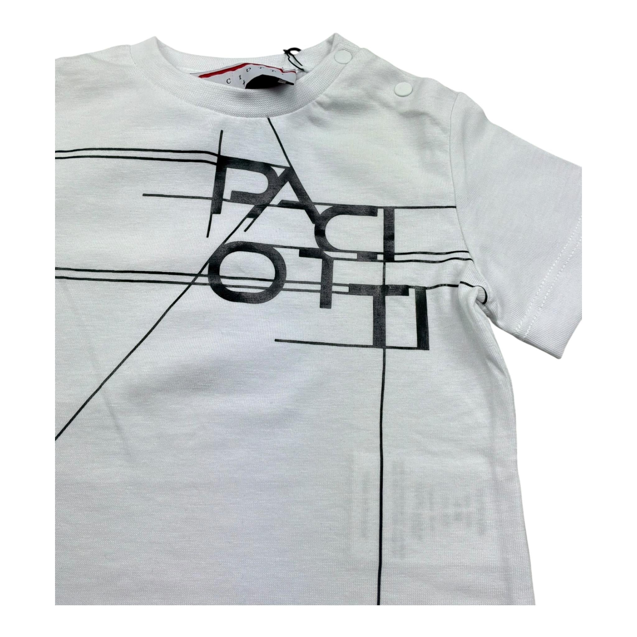 Cesare Paciotti T-Shirt Girocollo Tinta Unita con Stampa per Neonato TSP5165BXX BIANCO CESARE PACIOTTI 