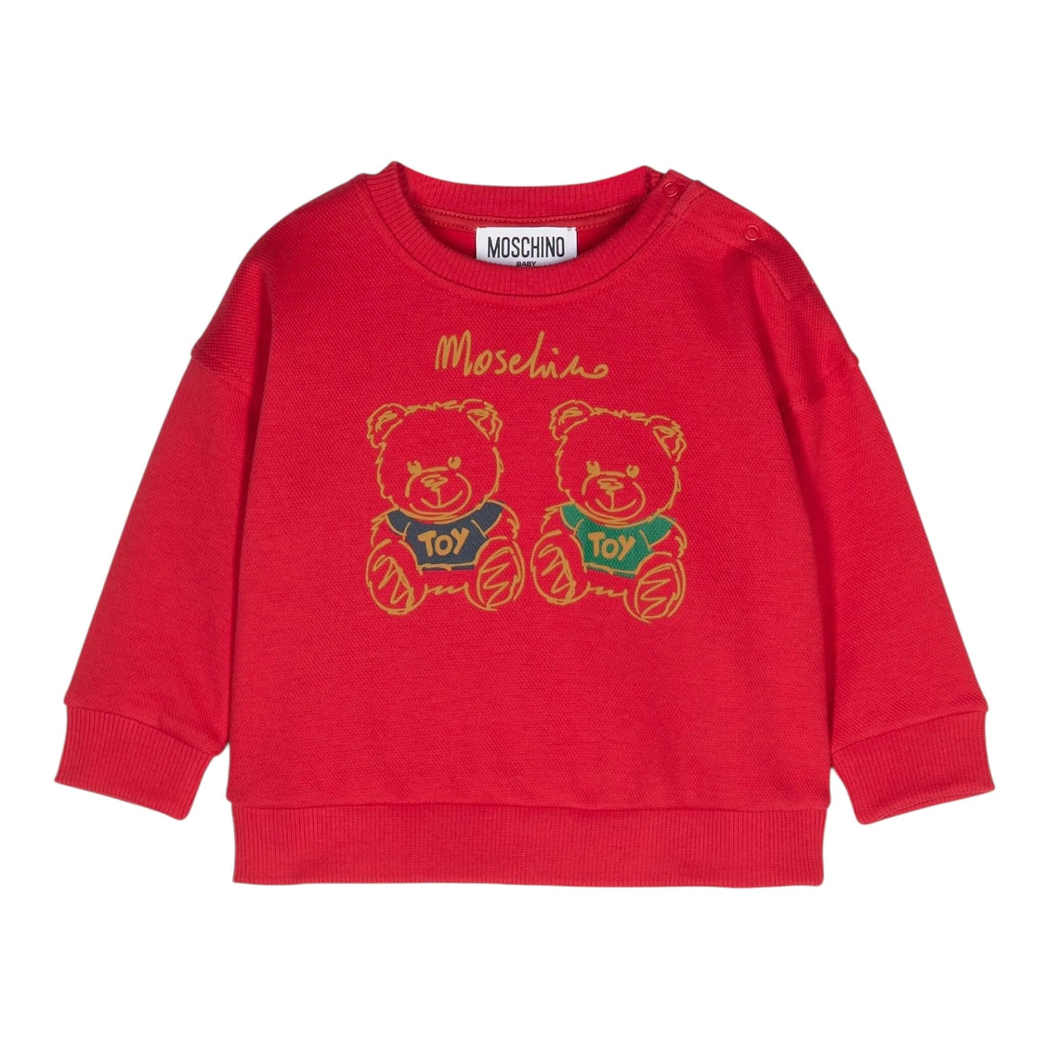 MOSCHINO felpa chiusa girocollo con stampe orsi Rosso per Neonato MUF05K ROSSO MOSCHINO 