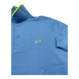 Sun68 Polo Mezza Manica Tinta Unita con Profili In Contrasto per Bambino A35320J AZZURRO SUN68 