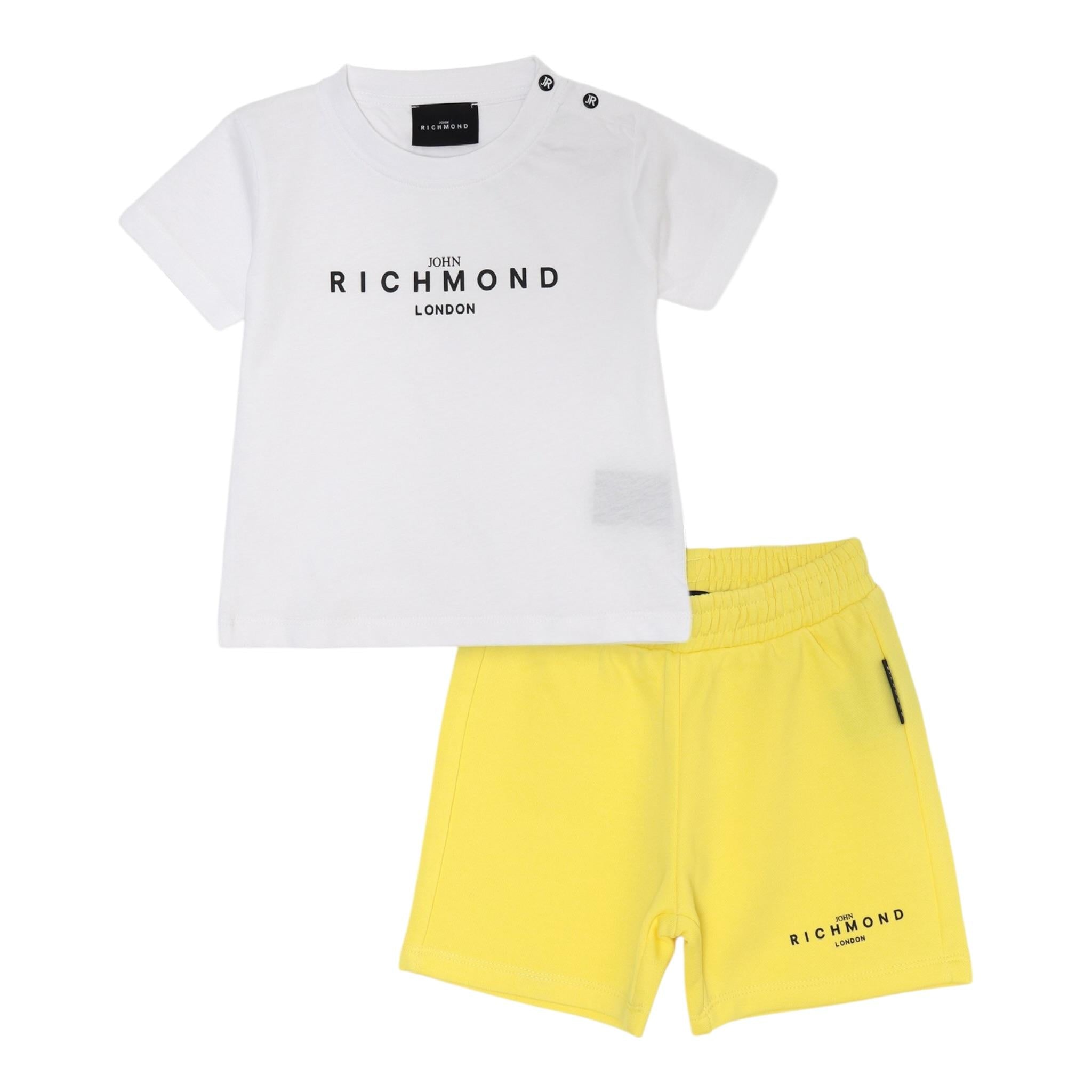 John Richmond Completo 2 Pezzi T-Shirt-Bermuda Bicolore Bianco/Giallo per Neonato RIP25018CFX BIANCO/GIALLO JOHN RICHMOND 