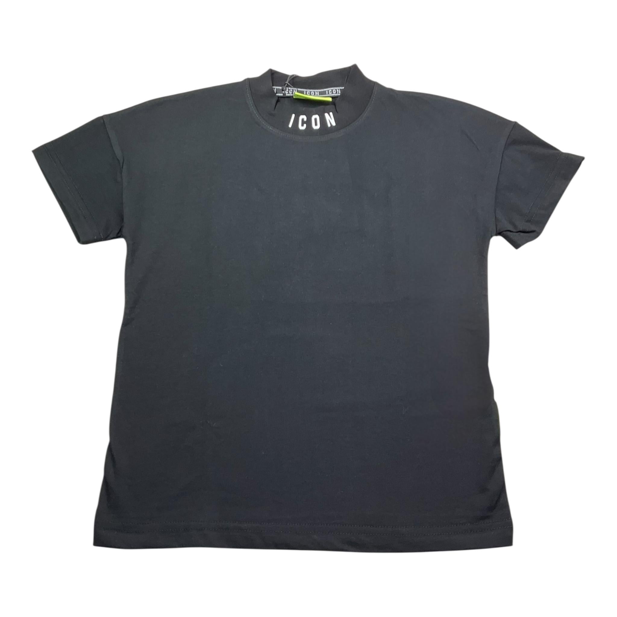 Icon T-Shirt Tinta Unita Mezzo Collo con Stampa per Bambino IBKS058402 NERO ICON 