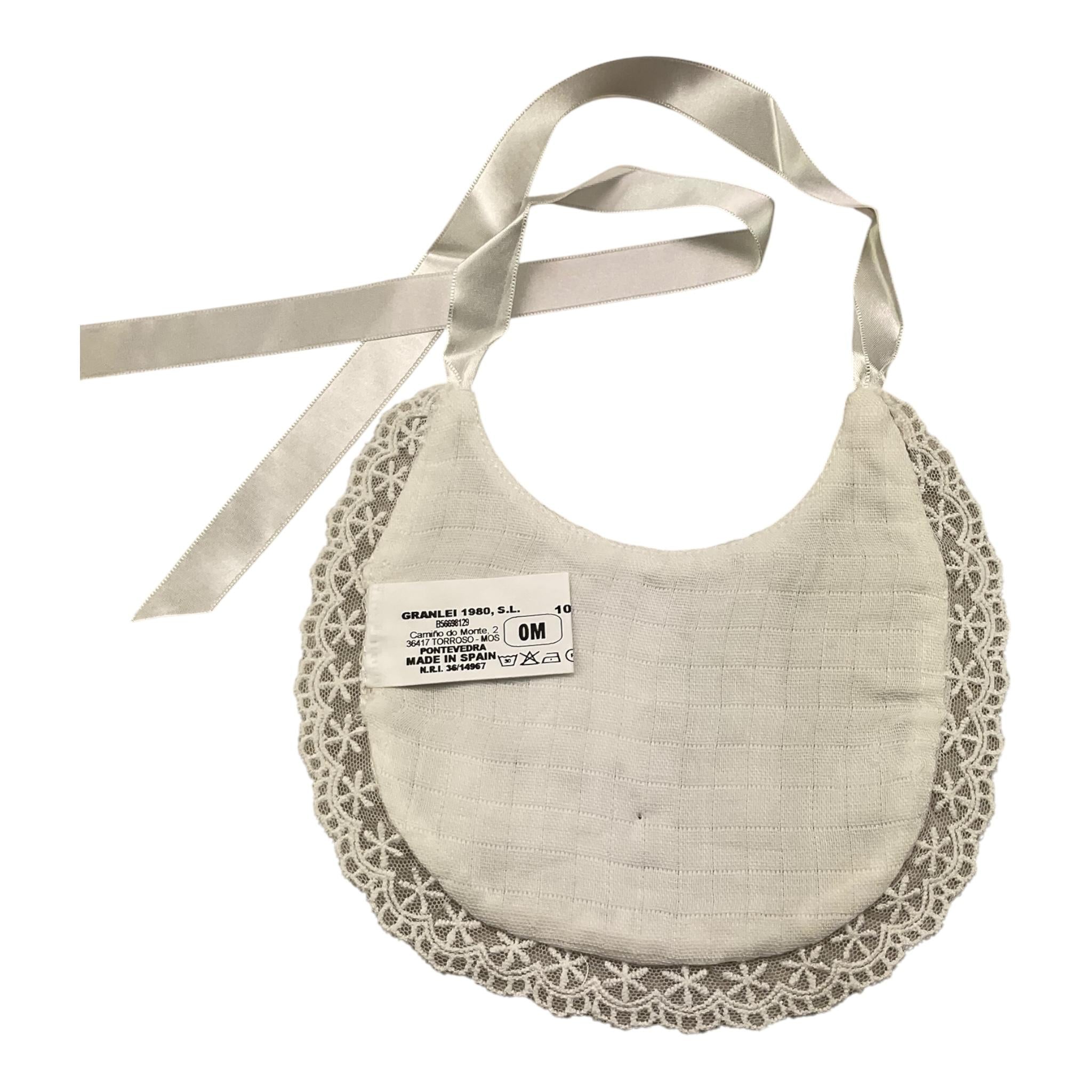 GRANLEI bavetta tinta unita con ricami Bianco per Neonata 224101 BIANCO GRANLEI 