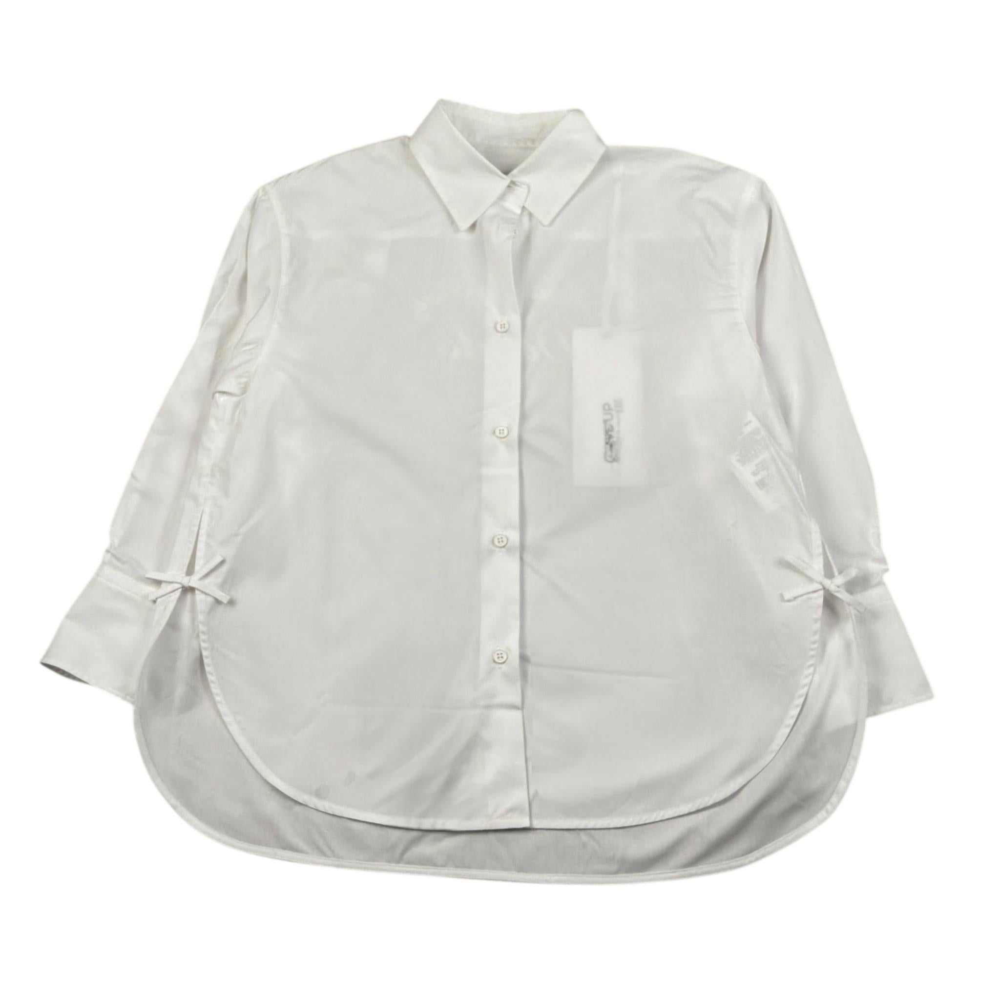 Dondup Camicia Manica Lunga Tinta Unita con Ricamo Logo per Bambina DFCA037 BIANCO DONDUP 