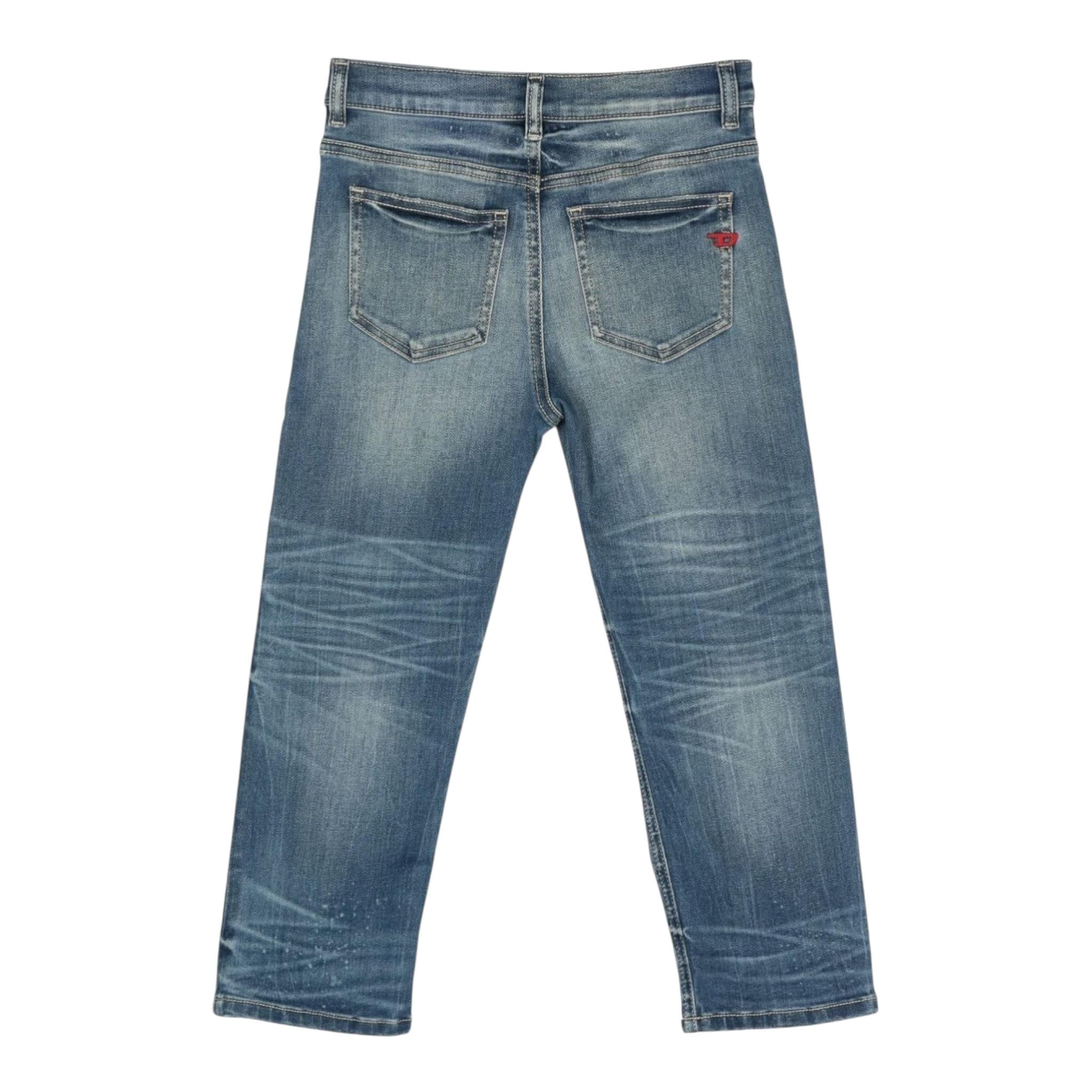 Diesel Jeans tinta unita con Strappi Azurro per Bambino J00817 AZZURRO DIESEL 